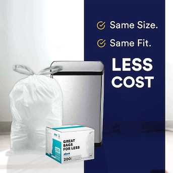 Code A 30 Ct SIMPLEHUMAN Custom Fit Trash Bags Can Liners Refill Size White  Pack