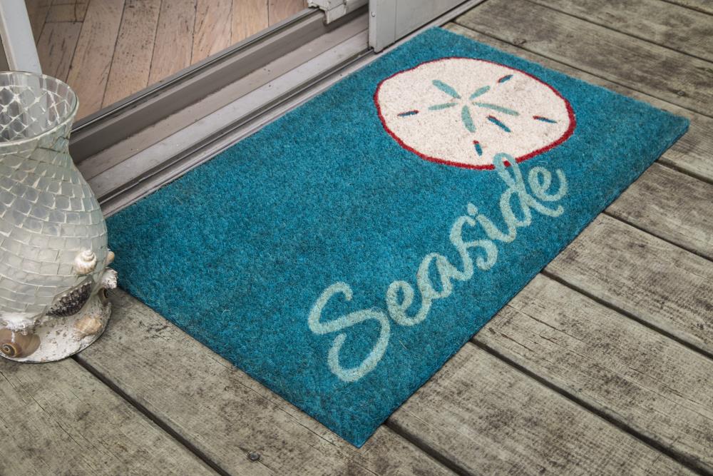 Entryways Blue Rectangular Outdoor Decorative Tropical Door Mat at ...