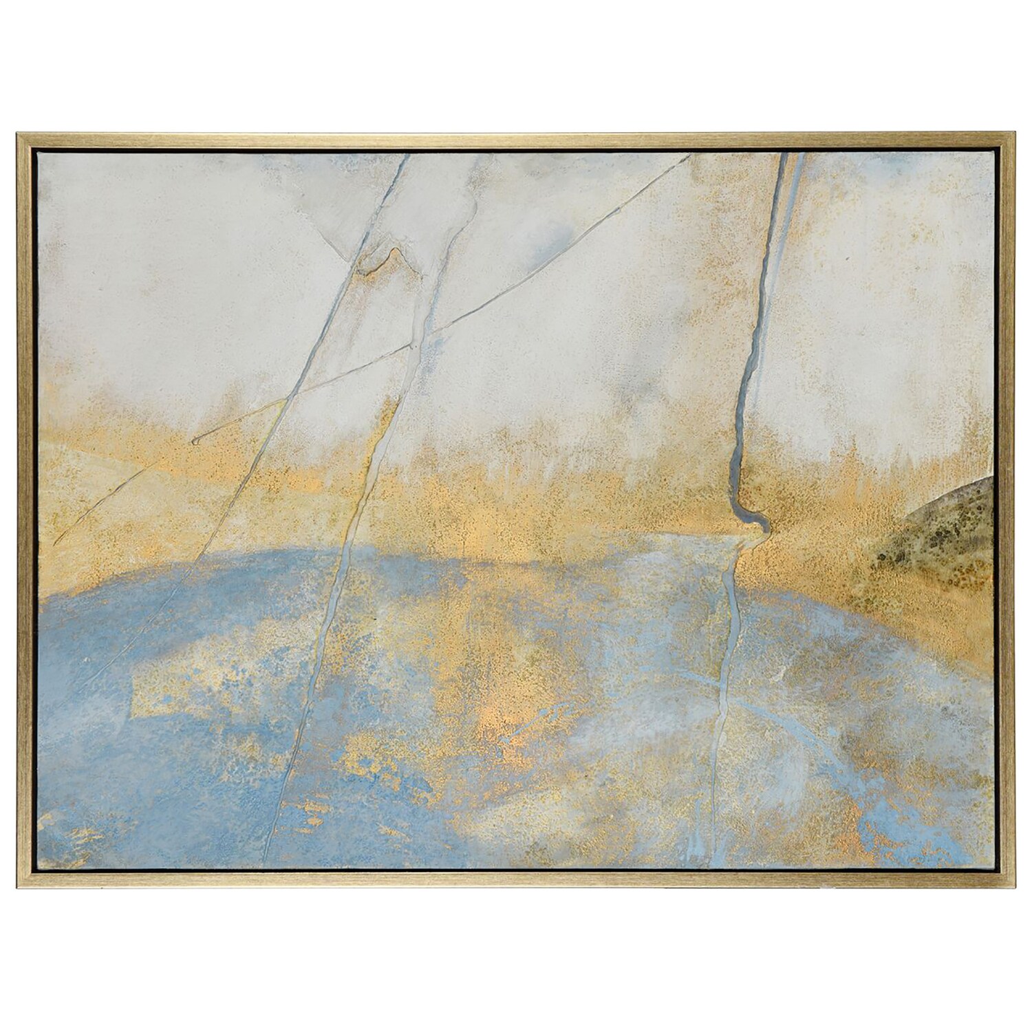StyleCraft Home Collection AJW34236DS Ring Intersect - Contemporary Hand Painted Framed Canvas Wall Art Unknown Gold Plastic Framed 32-in H x 42-in W Abstract Canvas Painting