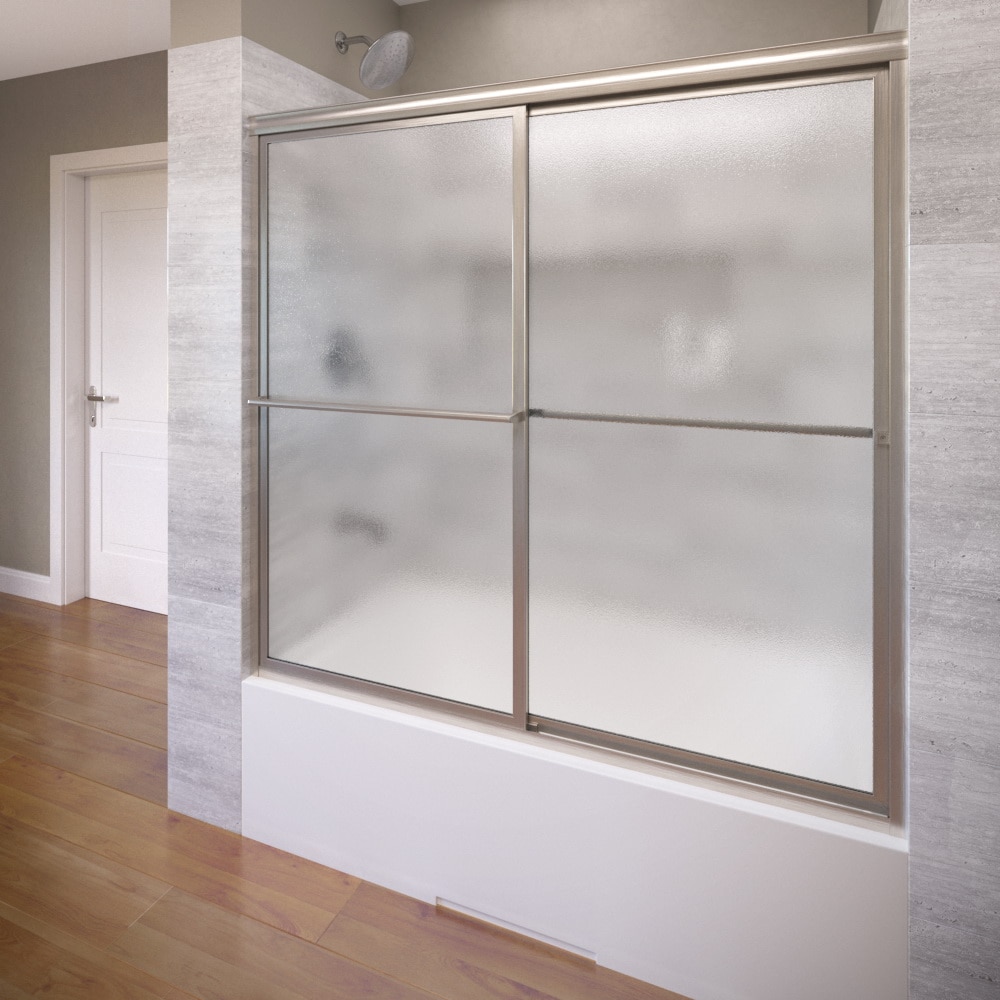 Basco DLXH05A5958OBBN Deluxe Brushed nickel 57-in to 59-in W x 58.5-in H Framed Bypass Sliding Bathtub door
