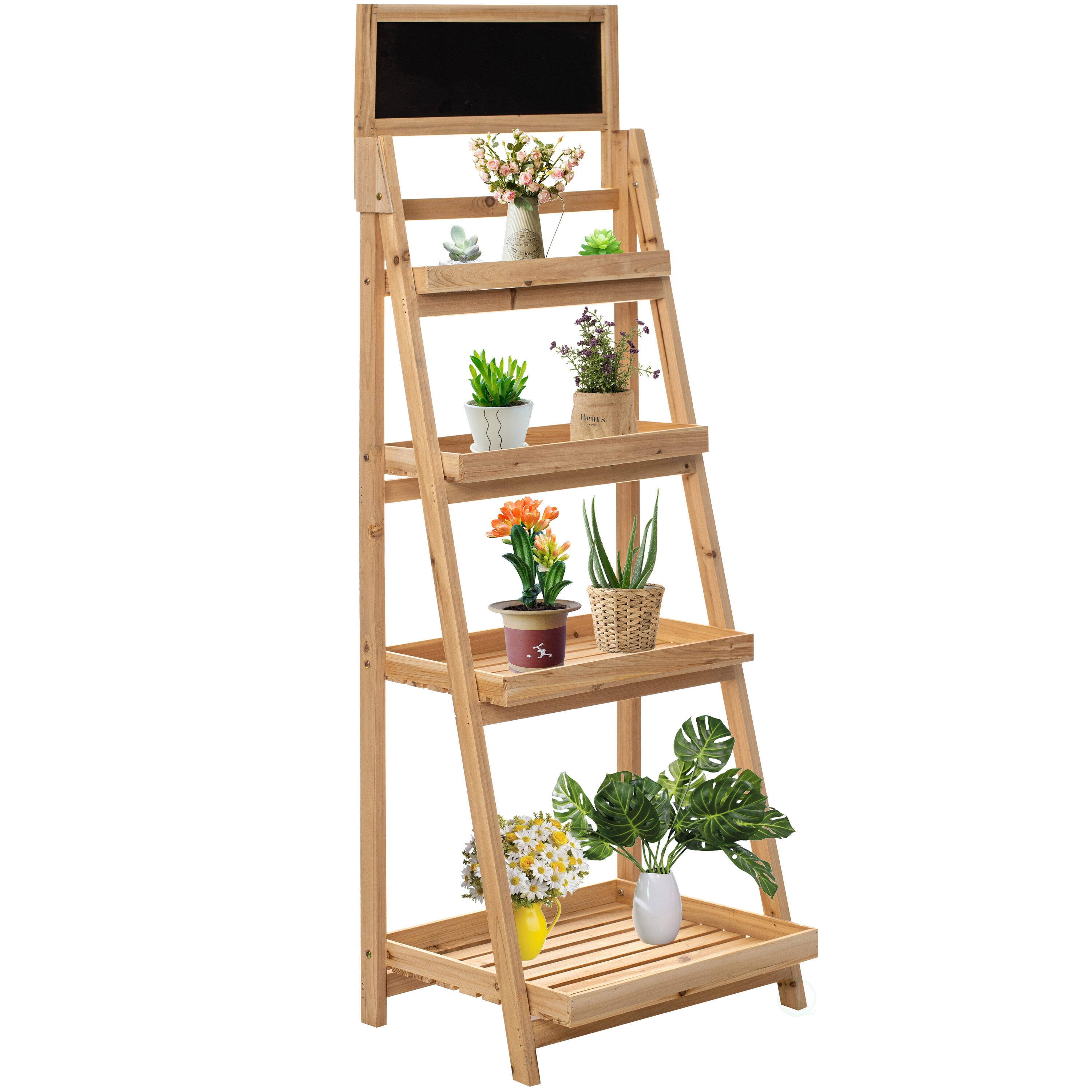 Vintiquewise QI004598 62.75-Inches H x 21.25-Inches W Natural Indoor/Outdoor Novelty Wood Plant Stand