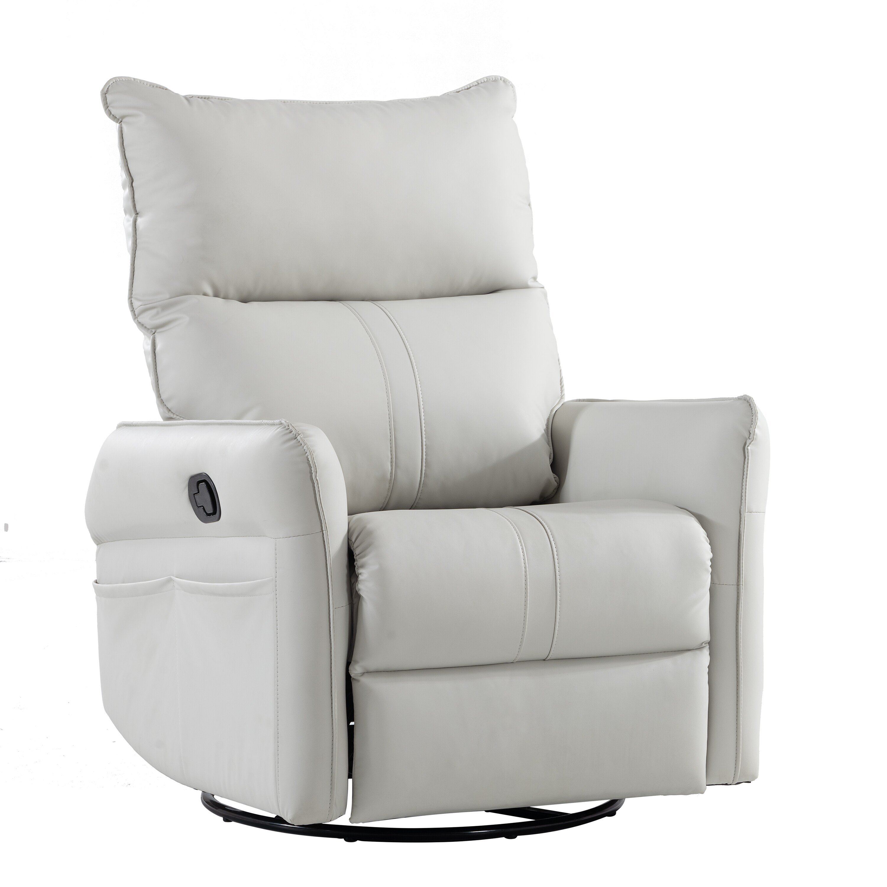 Mondawe WFMD-S-20-SP-2 Light Grey Faux Leather Upholstered Swivel Recliner
