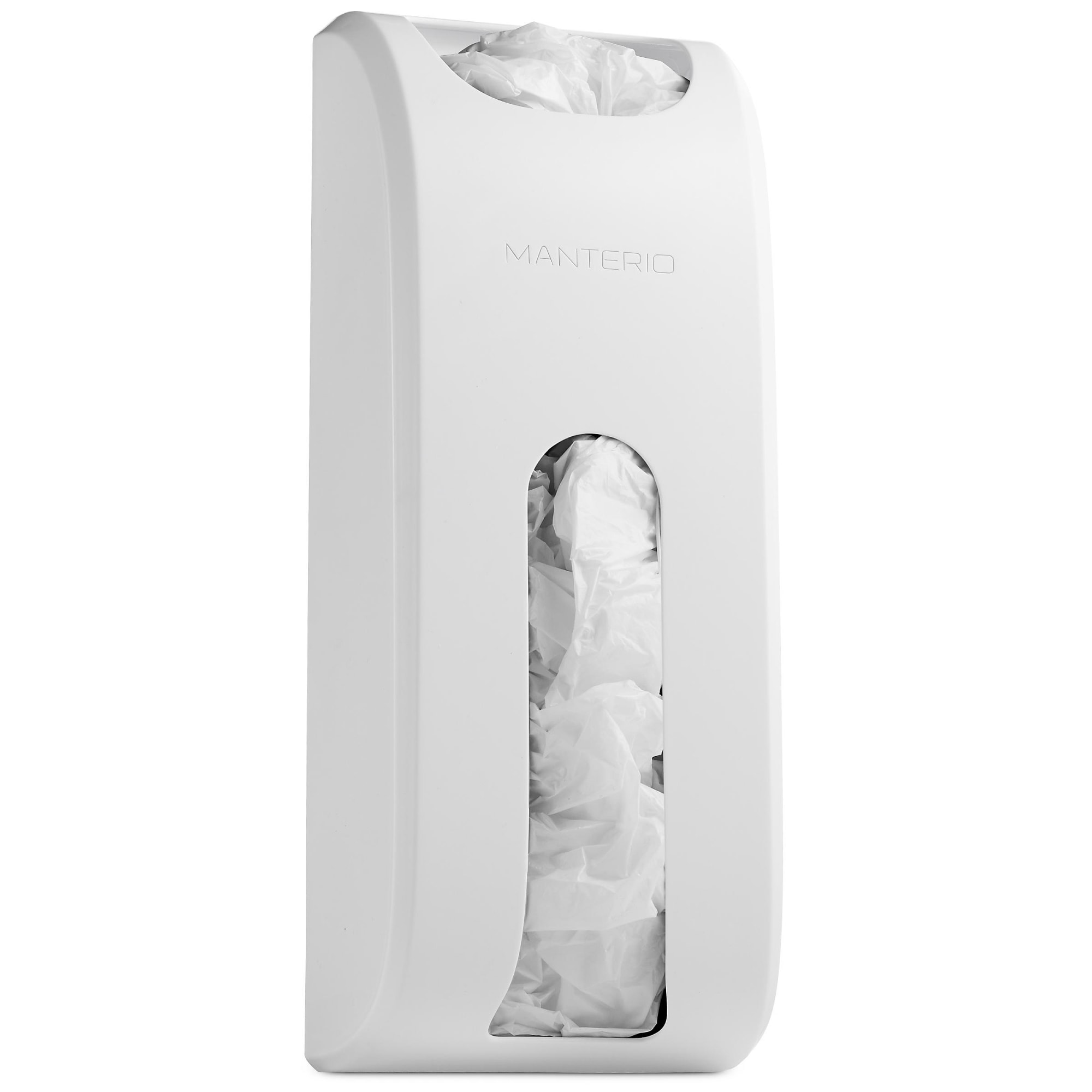 Manterio MNT-SBDPWT 6-Inches W x 15.5-Inches H x 3.5-Inches D 2 -Tier Cabinet-mount White Plastic Bag organizer