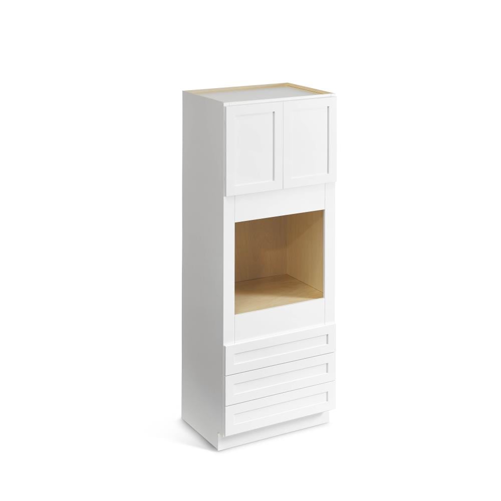 Valleywood Cabinetry Pure White 33-in W x 84-in H x 24-in D Pure White Birch 3-Drawers Base Ready To Assemble Plywood Cabinet (Flat Panel Shaker Style)