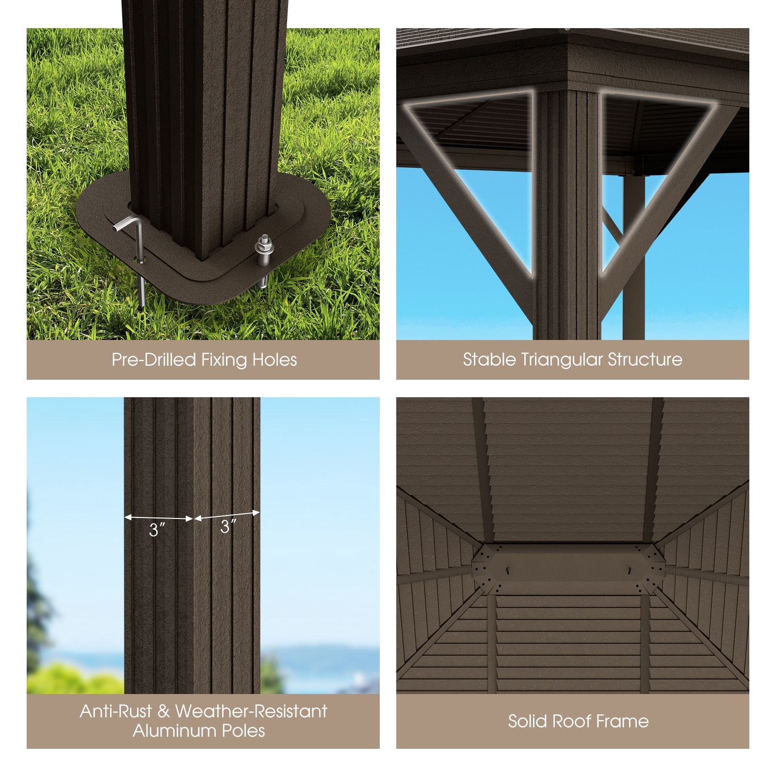 WELLFOR TDG10590GR+ Wood-Resin-Gazebos - View #5
