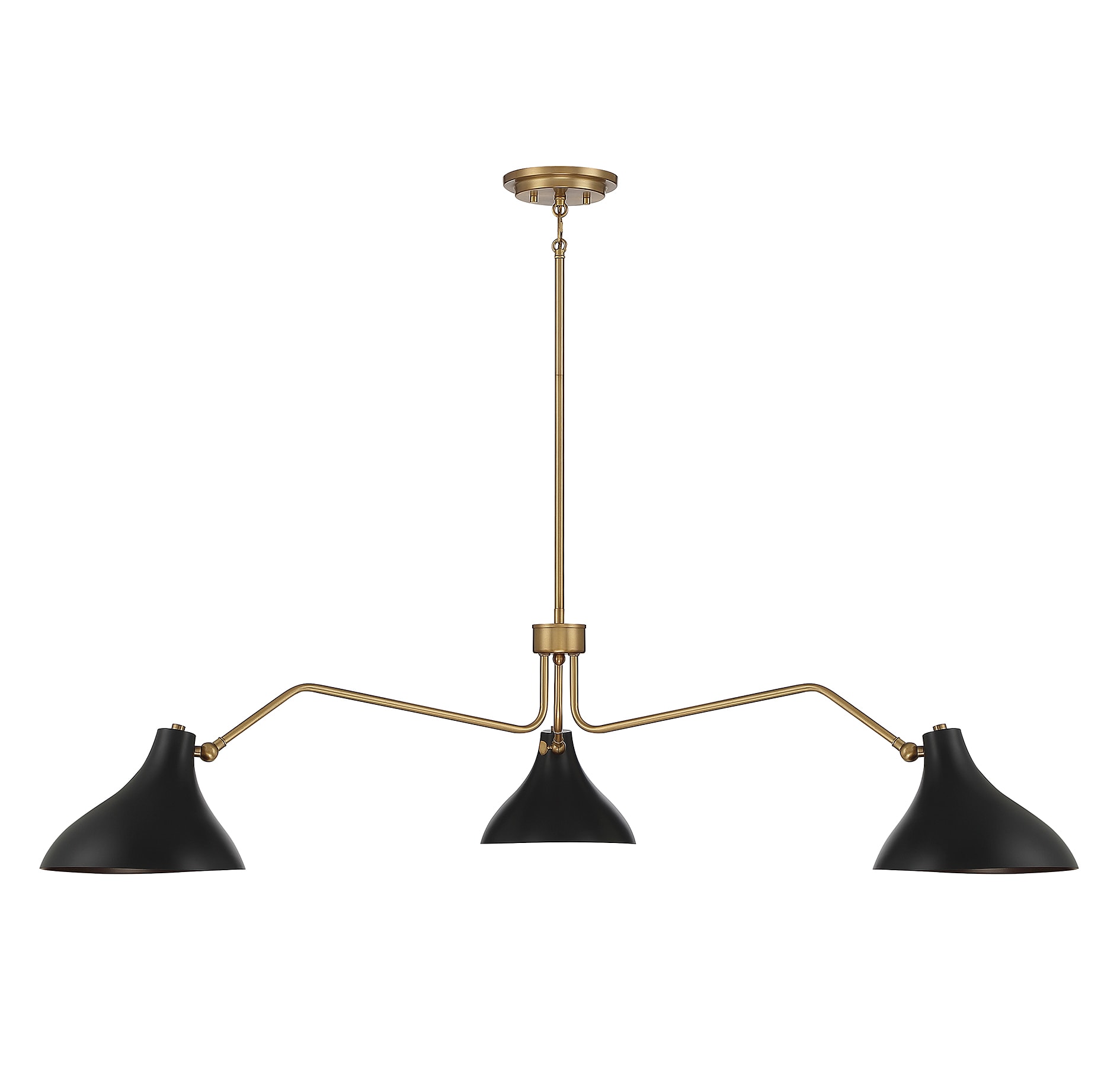 Vintage-Inspired Matte Black and Natural Brass 3-Light Pendant