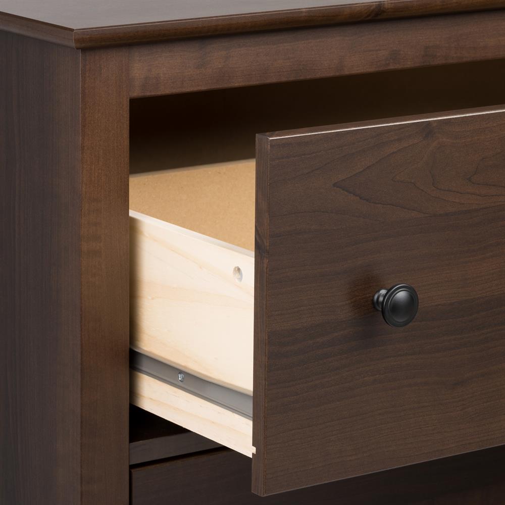 Prepac Transitional Espresso Nightstand with 2 Drawers - Sturdy  Construction, Antique Bronze Knobs, Dark Brown Finish