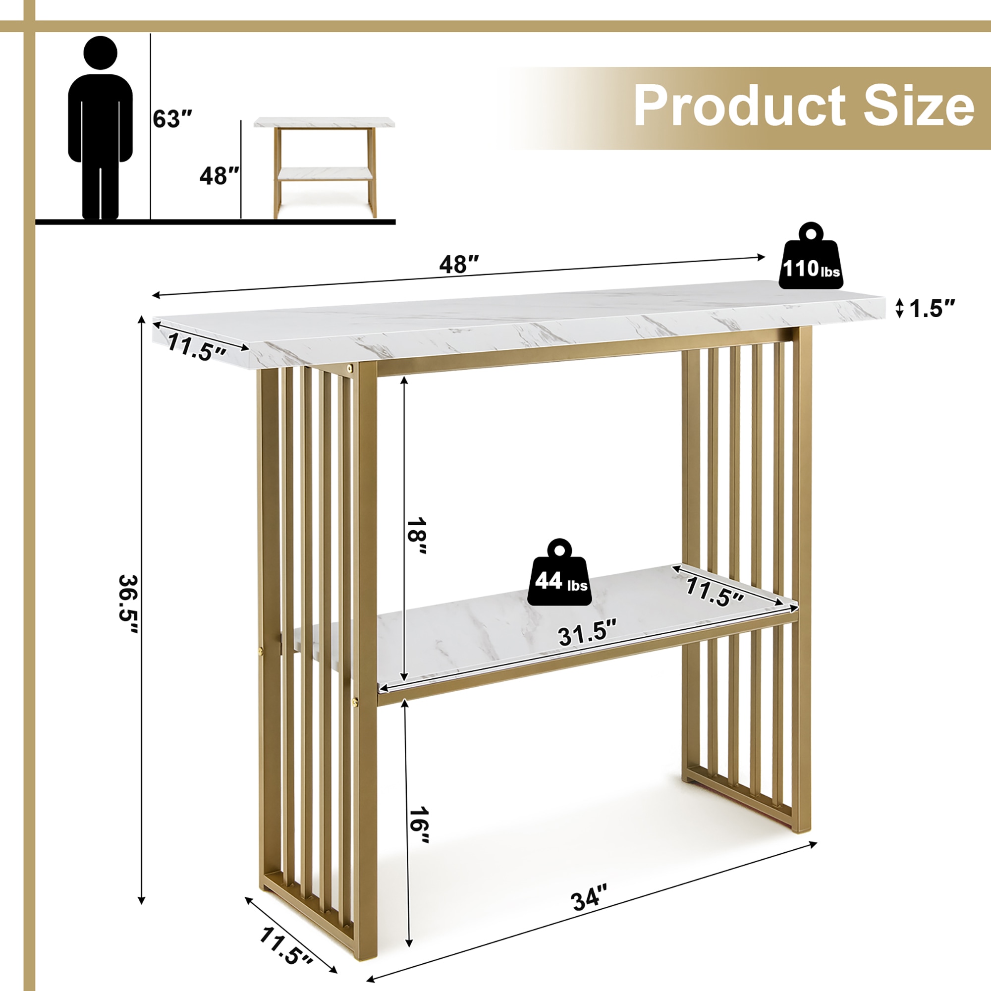 Costway SXL00132 Console-Sofa-Tables - View #2