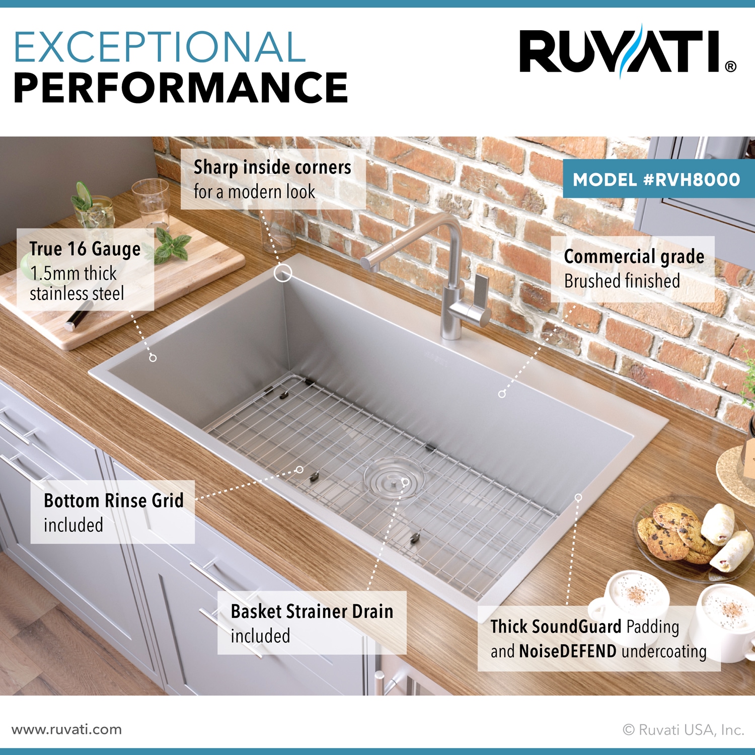 Ruvati RVH8000 Kitchen-Sinks - View #4