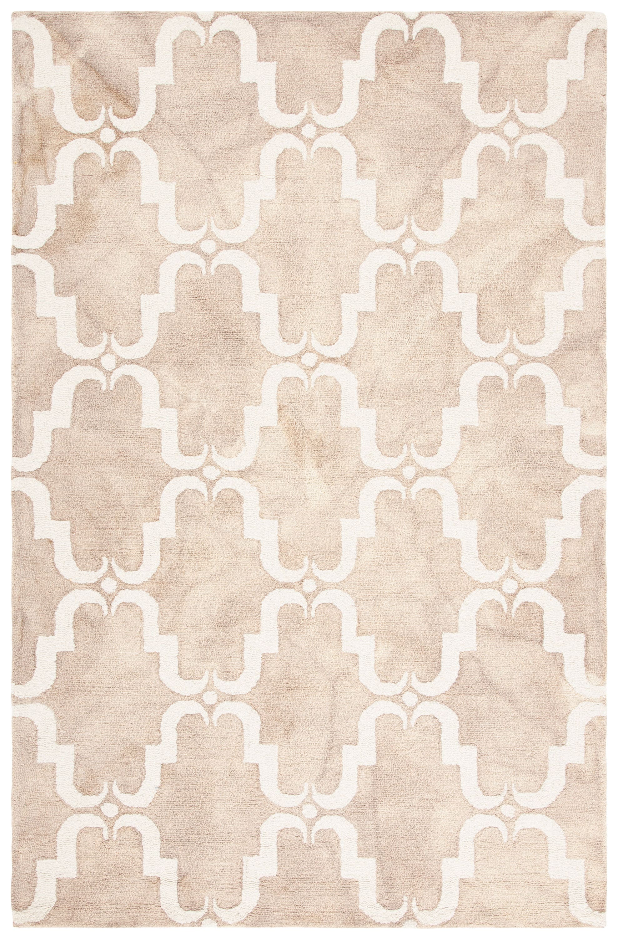 Safavieh DDY536G-5 Dip Dye Teri 5 x 8 (ft) Tufted Wool Beige/Ivory Rectangular Indoor Trellis Bohemian/Eclectic Area rug