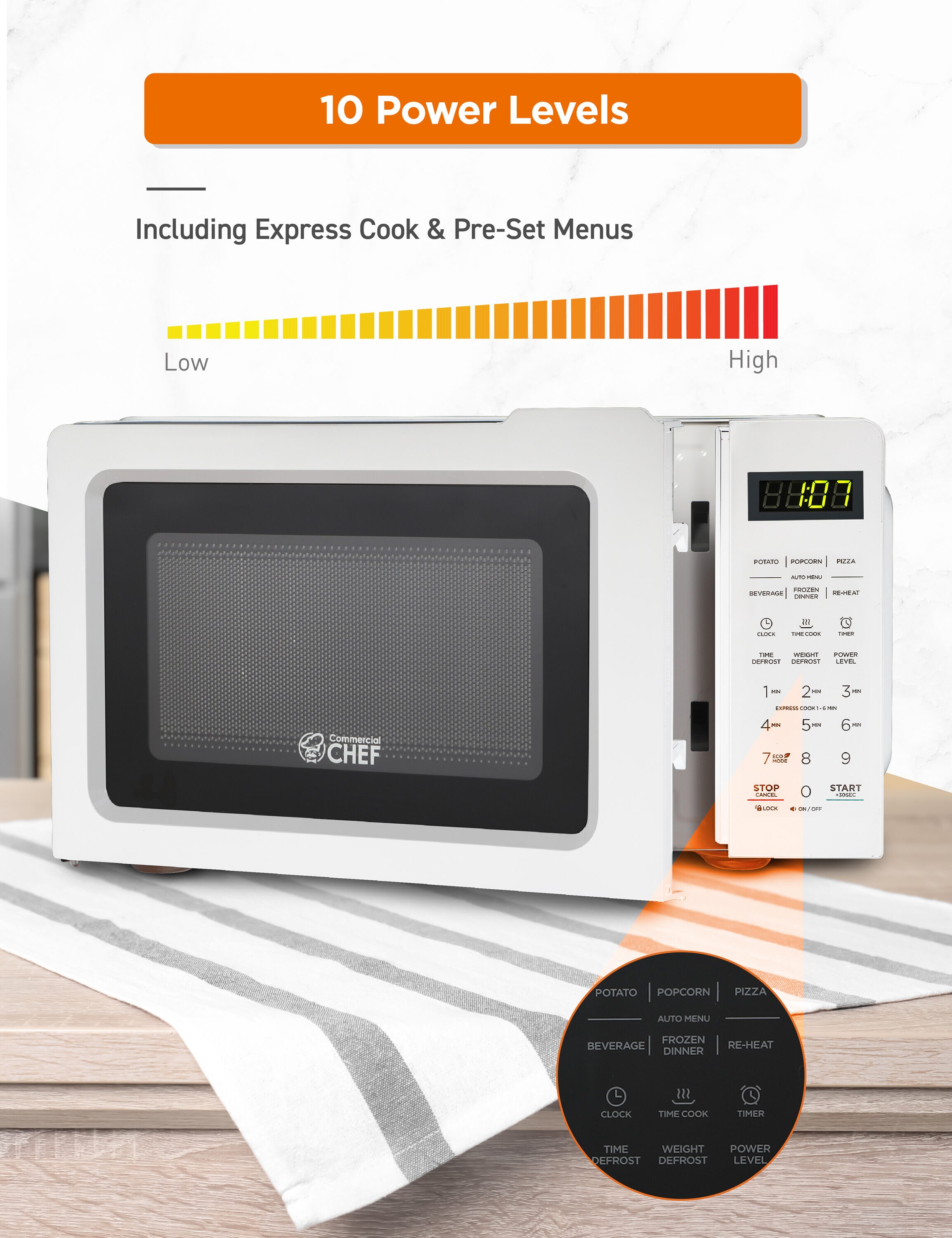 COMMERCIAL CHEF 0.7 Cu. Ft. Countertop Microwave with Digital