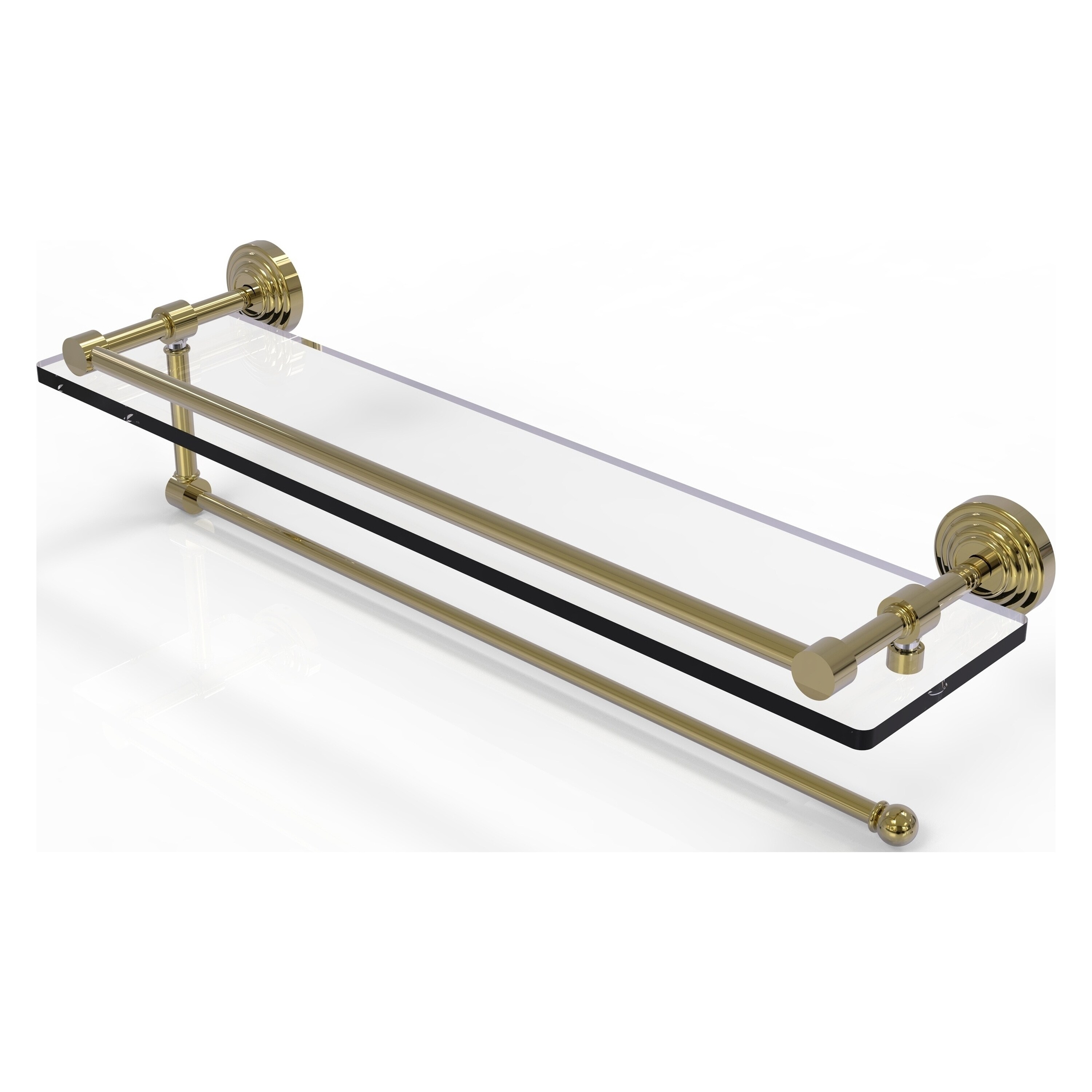Allied Brass WP-1PT/22-GAL-UNL Waverly Place Unlacquered 1-Tier Brass Wall Mount Bathroom Shelf (22-in x 5-in)