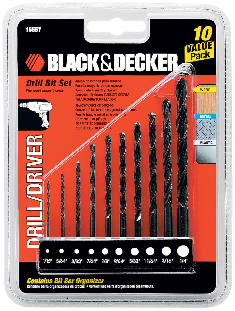 Black & Decker 15557 • 10-Piece Drill Bit Set • Black Oxide • “NEW”