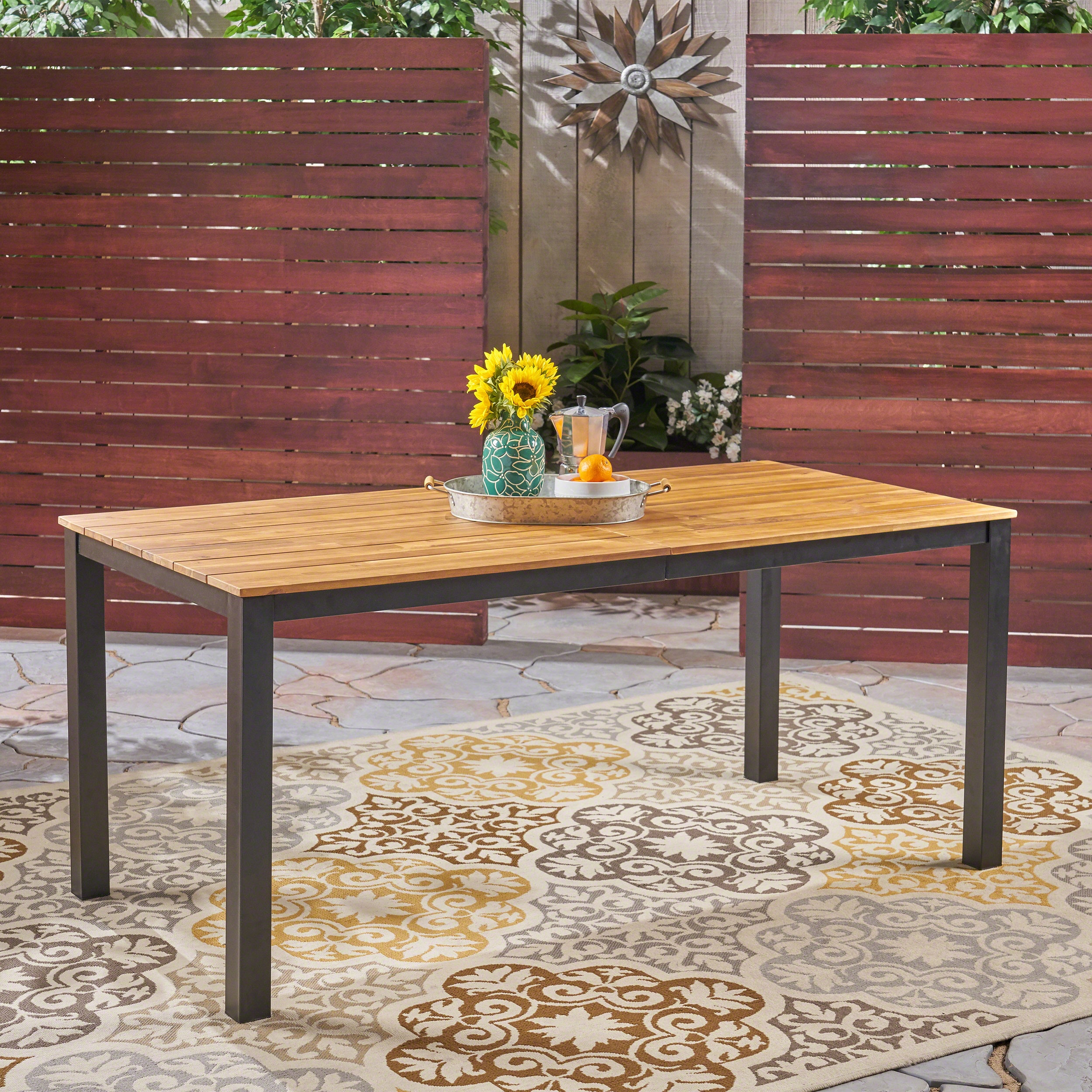 LOVMOR SF-H-64274.00 Rectangular Outdoor Dining Table 71in L Acacia Wood Patio Table