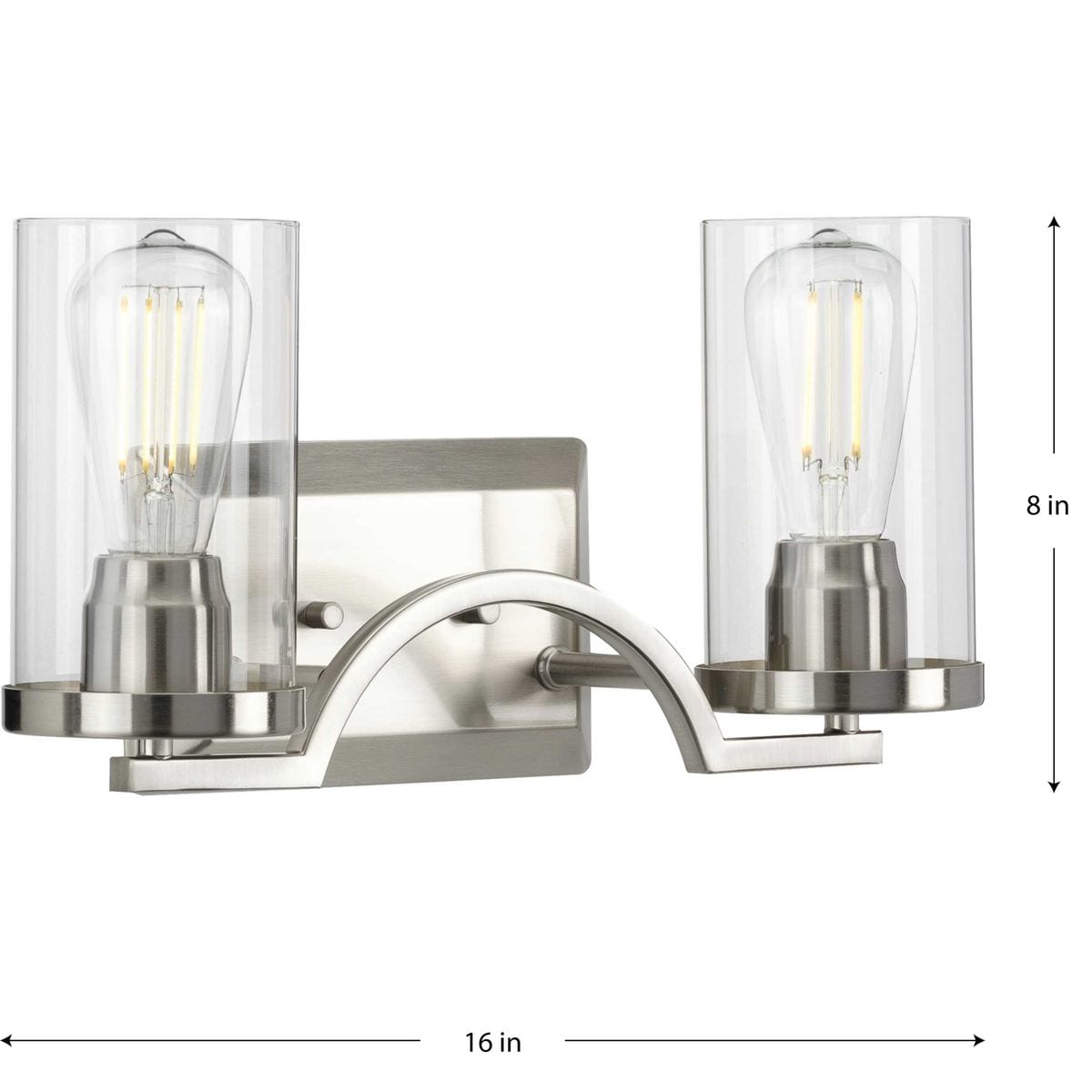 Lassiter Brushed Nickel 2-Light Wall Sconce with Clear Glass Shades