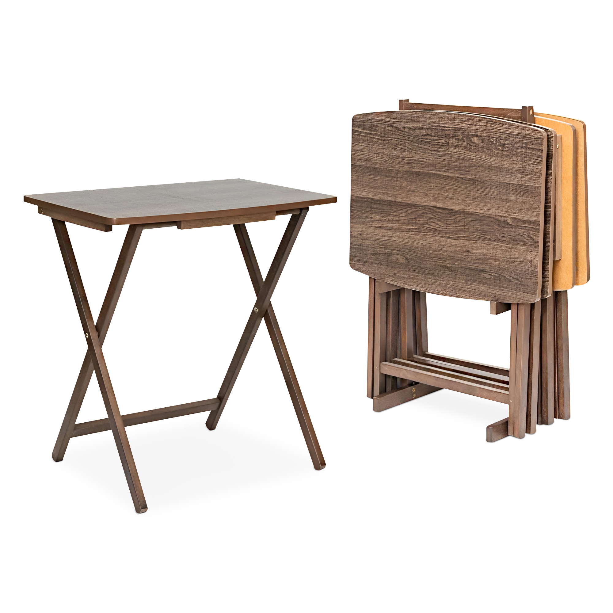  5 Pack XL Oversize Tray Table Living Room or Kitchen Rustic Espresso