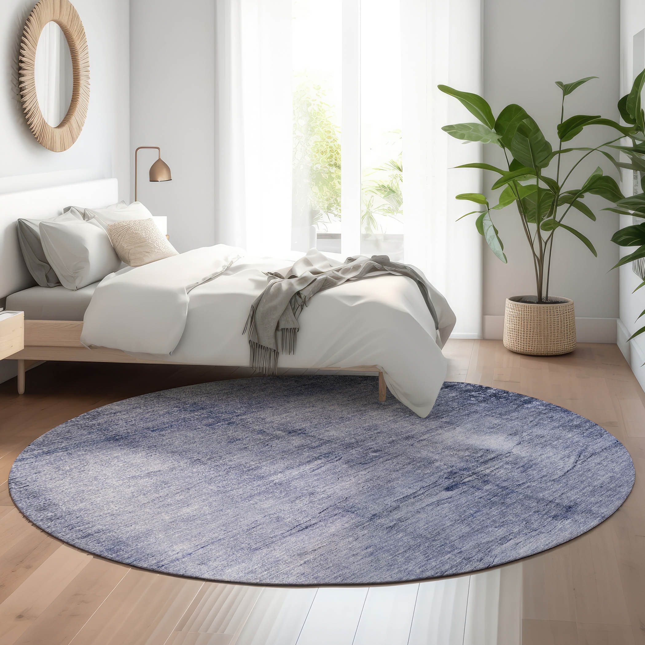Addison Rugs AMF608NA8RO Mayfield AMF608NA 8 x 8 (ft) Loomed Polyester Navy Round Indoor Geometric Machine washable Area rug