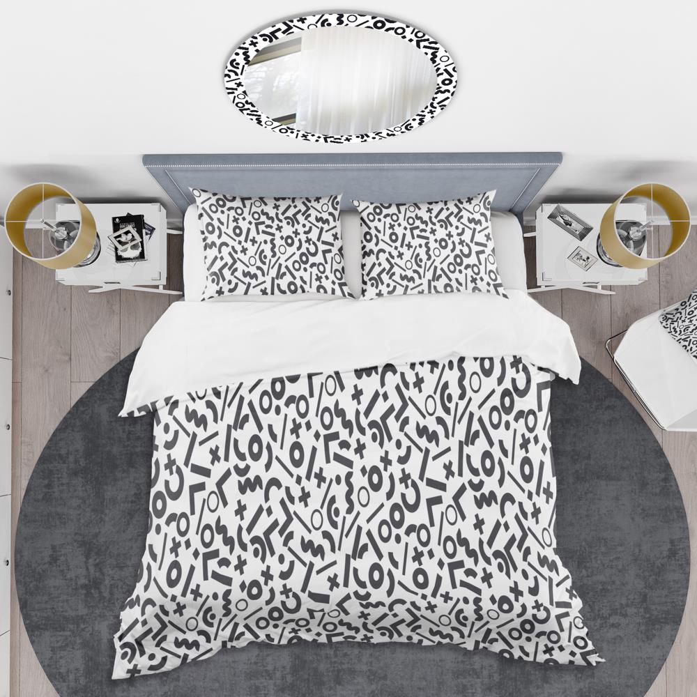 Full/Queen Geometric Shapes Microfiber Duvet Cover Set