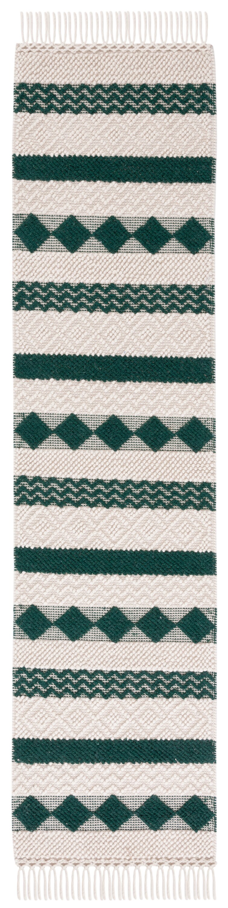 Safavieh NAT851Y-29 Natura Walty 2 x 9 (ft) Wool Ivory/Green Rectangular Indoor Tribal Bohemian/Eclectic Runner rug