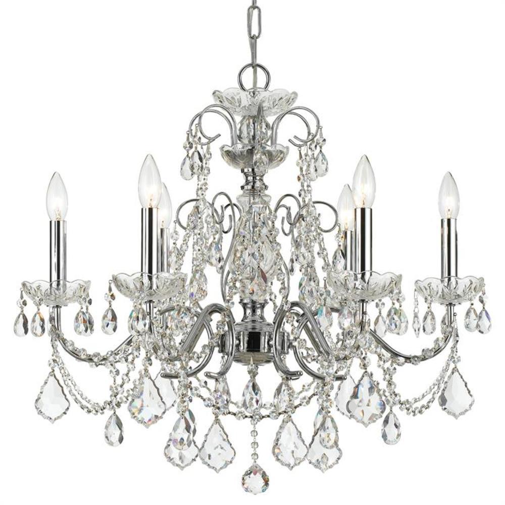 Crystorama 3226-CH-CL-SAQ Imperial 6 -Light Polished Chrome Traditional Crystal For Use in Bedrooms, Dining Rooms, Foyers, Kitchens, Living Rooms Chandelier