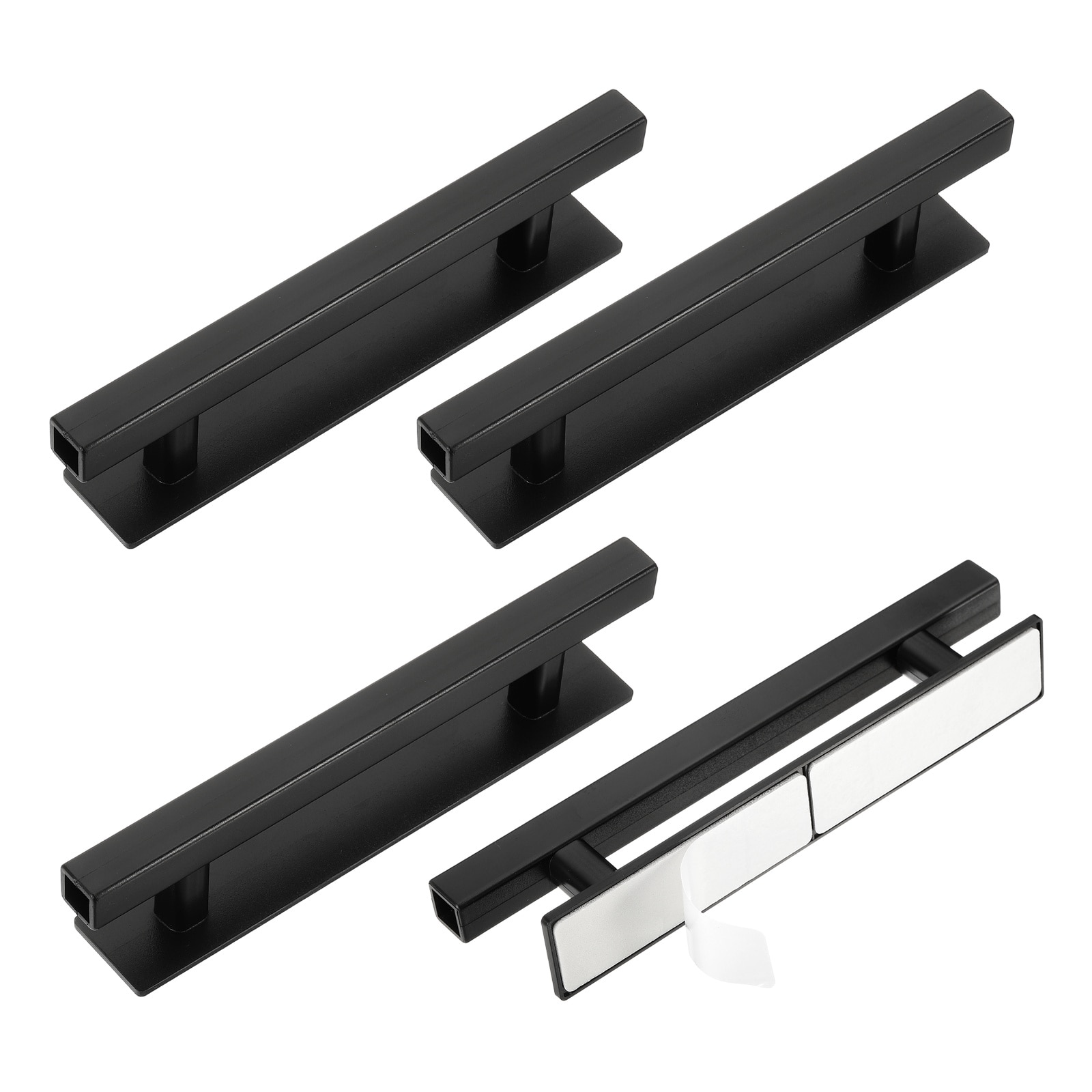 Unique Bargains - 4pcs Self-Stick Push Pull Helper 6-Inch Plastic Adhesive Cabinet Handles Rectan...