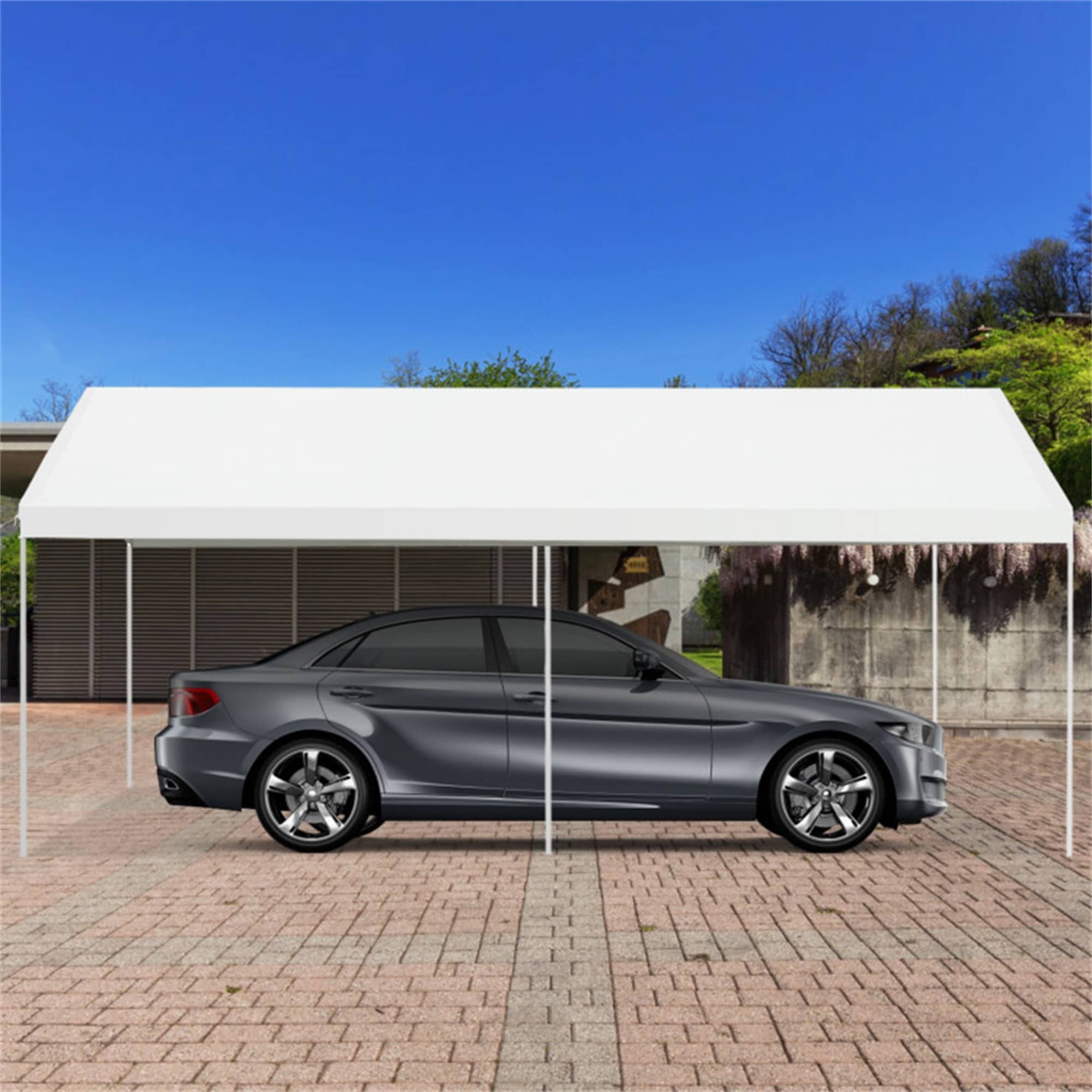 BABOOM BOM-0140292-OR 10-ft W x 20-ft L x 9-ft H White Metal Carport with Resin Roof