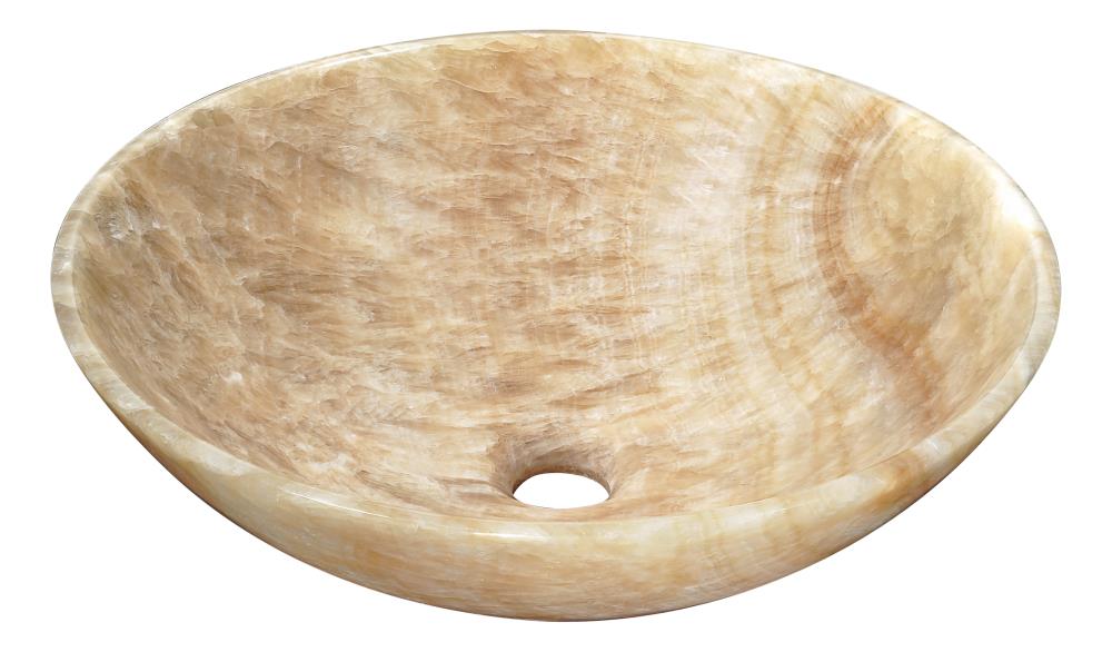 ANZZI LS-AZ316 Desert Gate Natural stone Vessel Round Modern Cream Jade Bathroom Sink ( 16.5-Inches x 16.5-Inches )