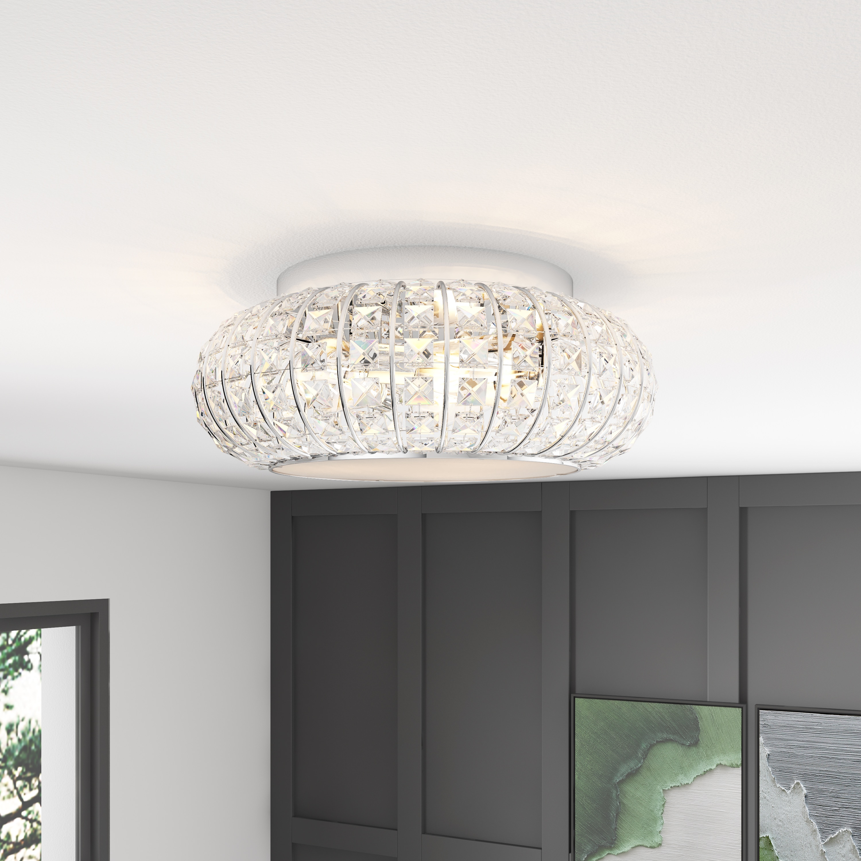 Aiwen C-NW-7616 3 -Light 15.74-in Chrome Flush Mount Light