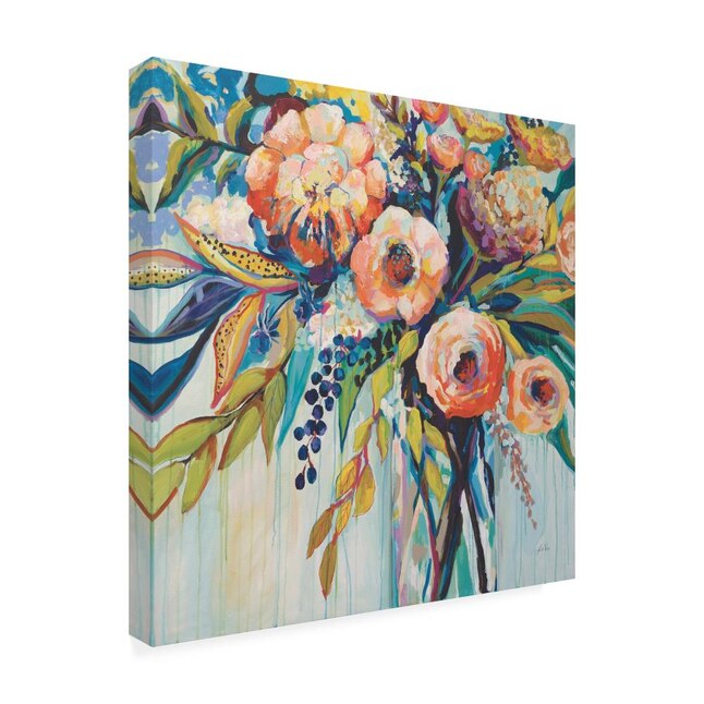 Trademark Fine Art Framed 35-in H x 35-in W Floral Print on Canvas in ...