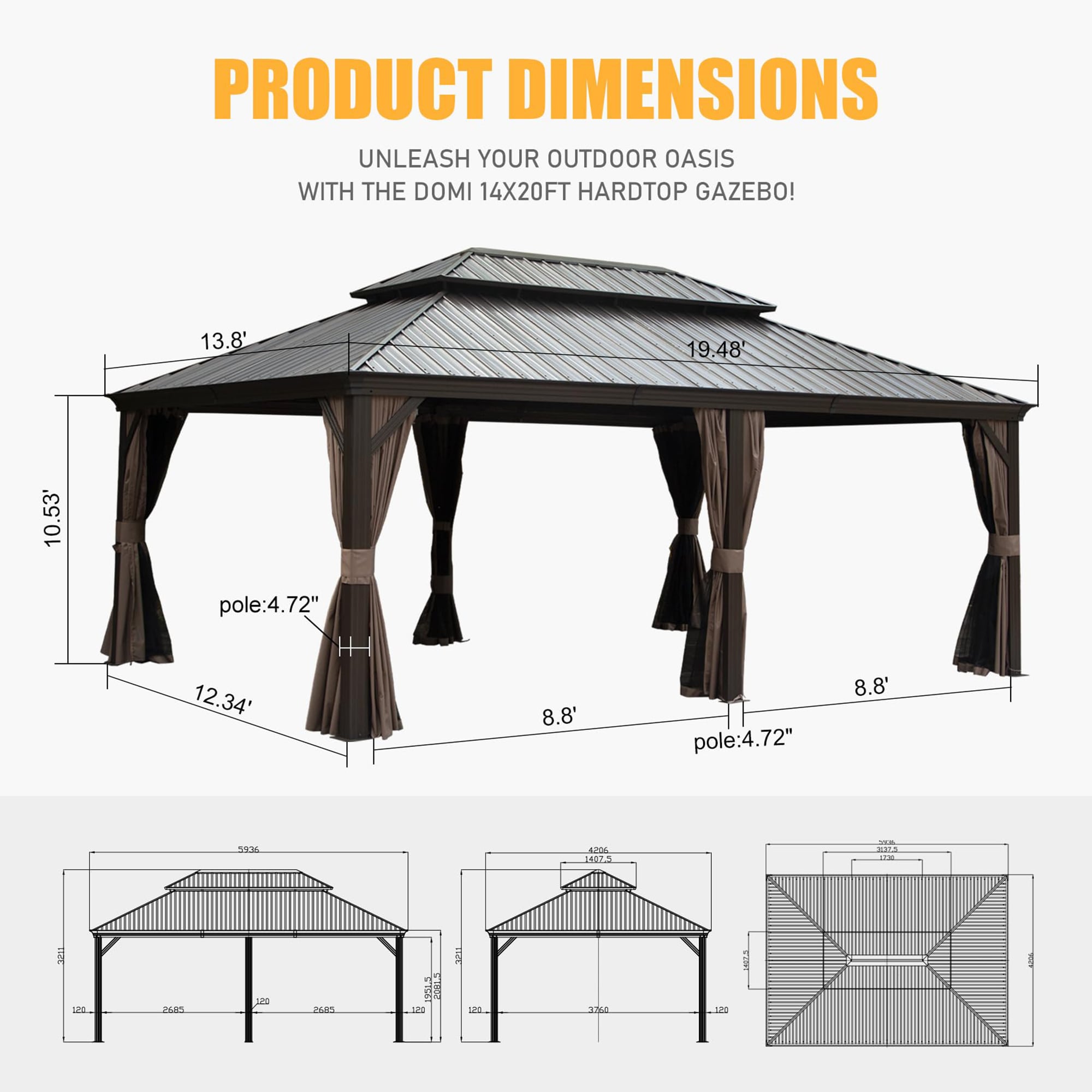 Clihome CL-CPL-00098 Wood-Resin-Gazebos - View #3
