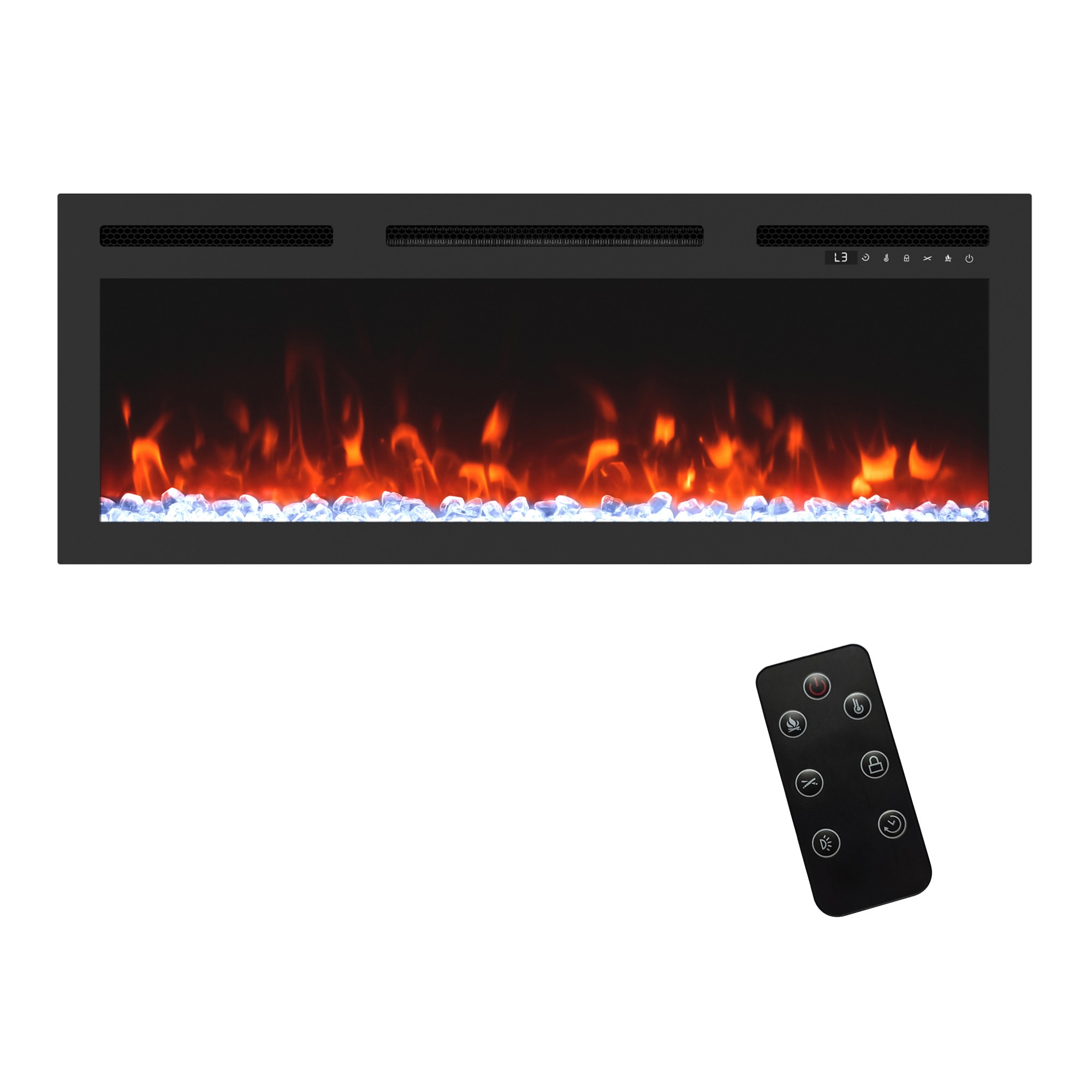 Clihome BL-ZHX-36-058 36-Inches W Black Wall mount Infrared quartz Wall-mount Electric Fireplace with Remote Control Included