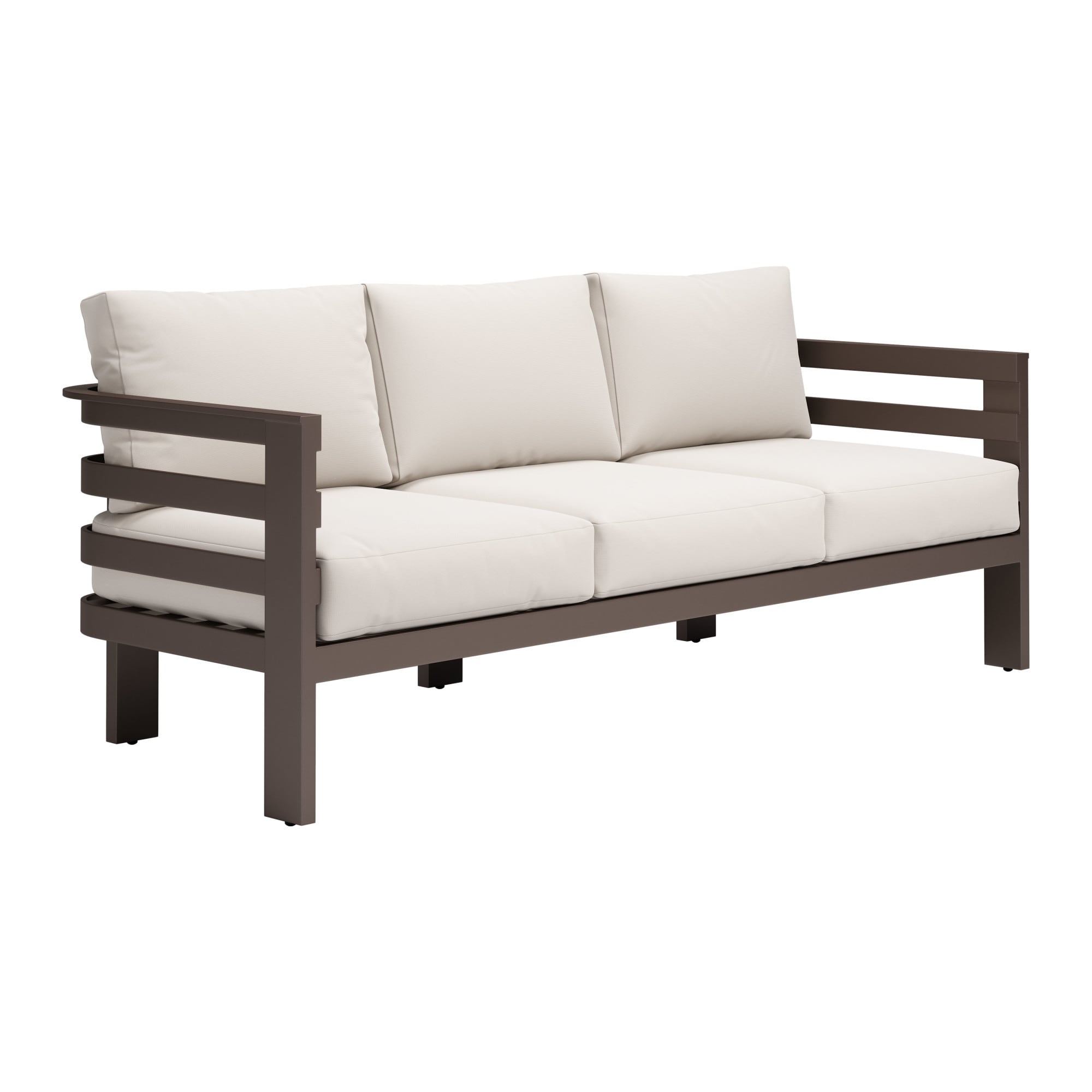 ZUO 704041 Bal Harbor Outdoor Sofa with Brown Cushions and Aluminum Frame
