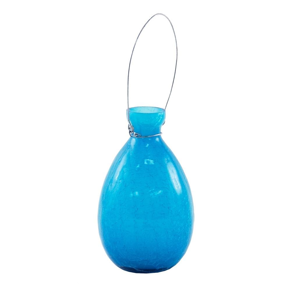 Opal Blue Metal Bud Flower Vase, Set of 2