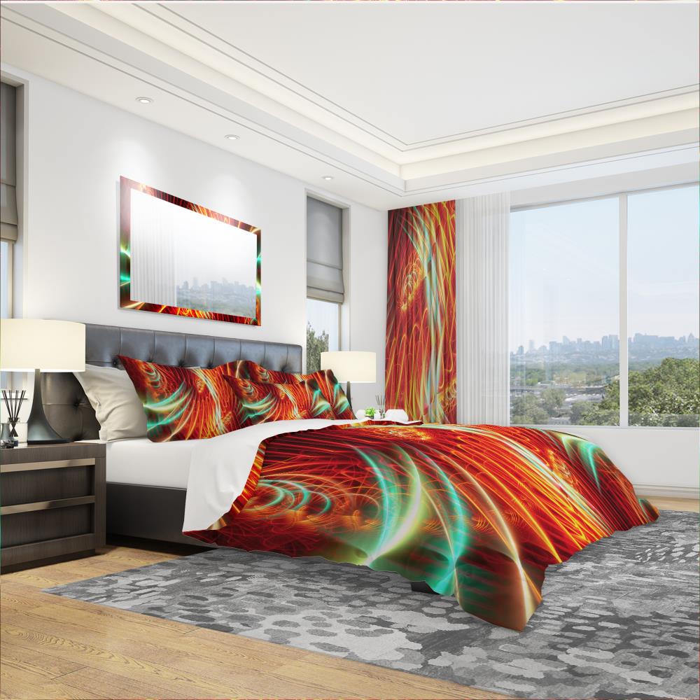 Designart BED3021-K 3 -Piece Orange King Duvet cover Set