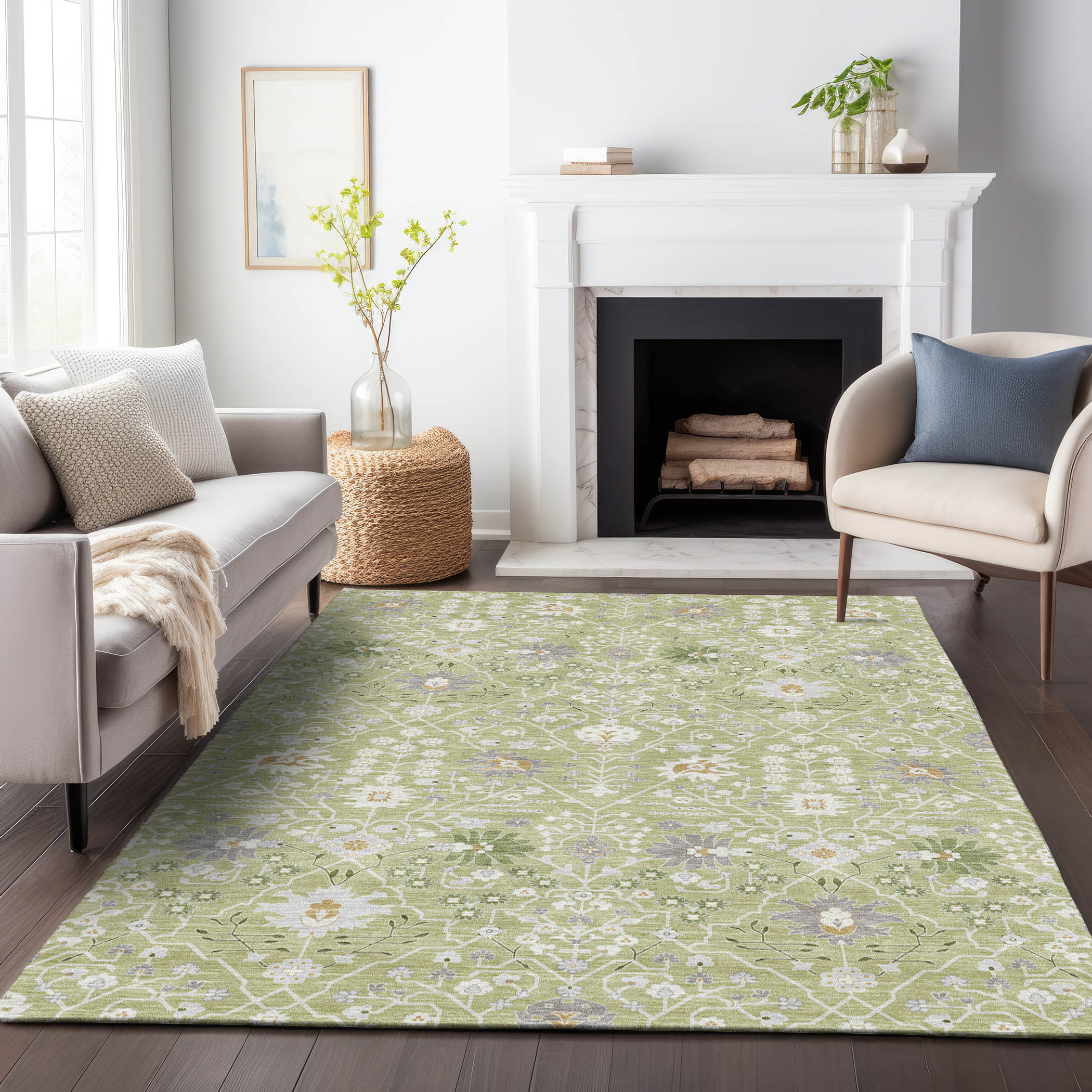 Addison Rugs ACN1009AL8X10 Chantille ACN1009AL 8 x 10 (ft) Polyester Aloe Rectangular Indoor/Outdoor Geometric Machine washable Area rug