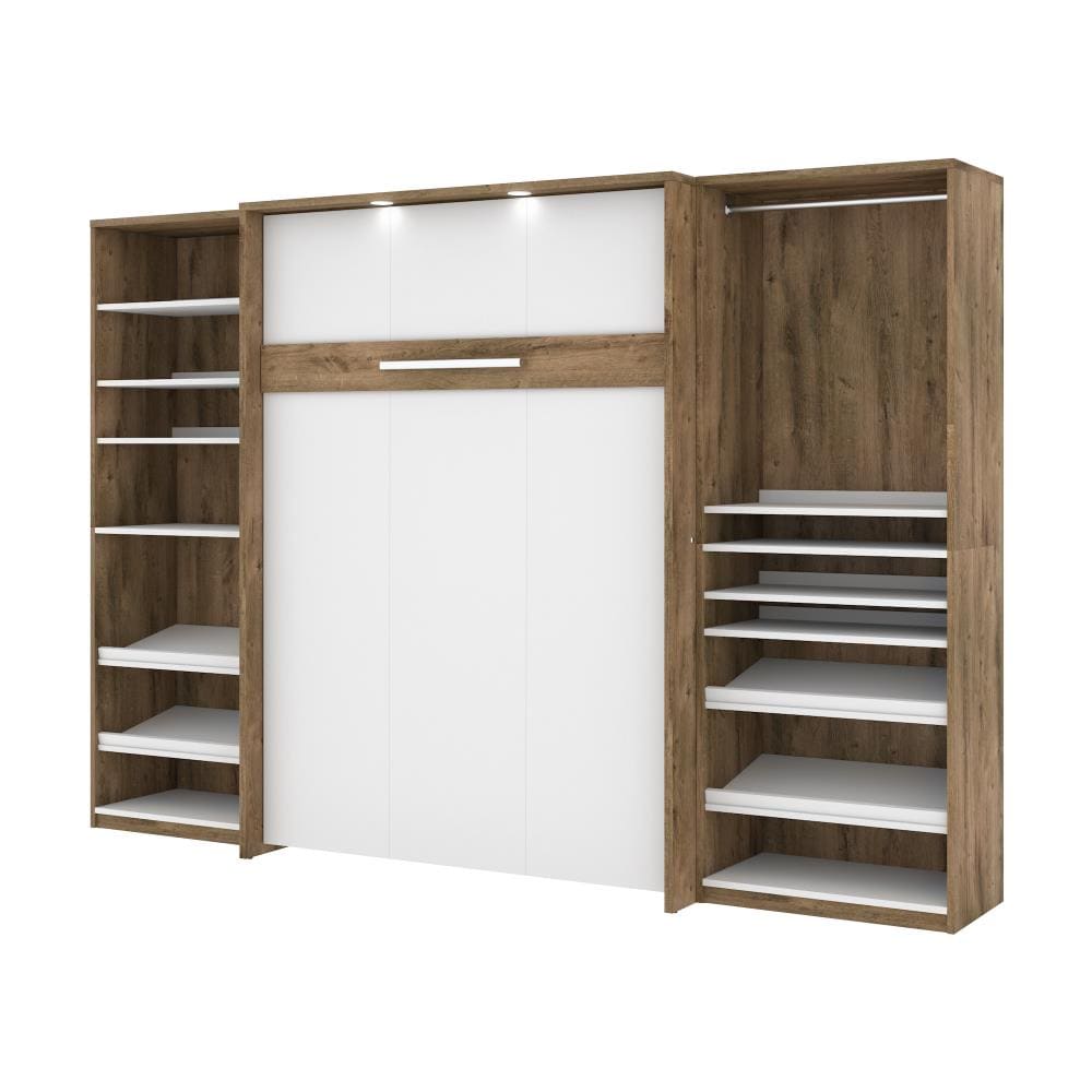 Bestar Cielo Rustic Brown And White, Murphy Bed Bookcase Kitchen