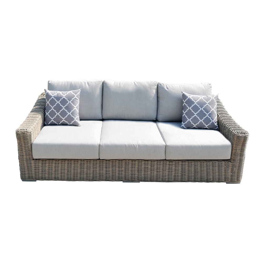 Teva Furniture EN-T-211SO Tulum Wicker Outdoor Sofa with Light gray Cushions and Wicker Frame