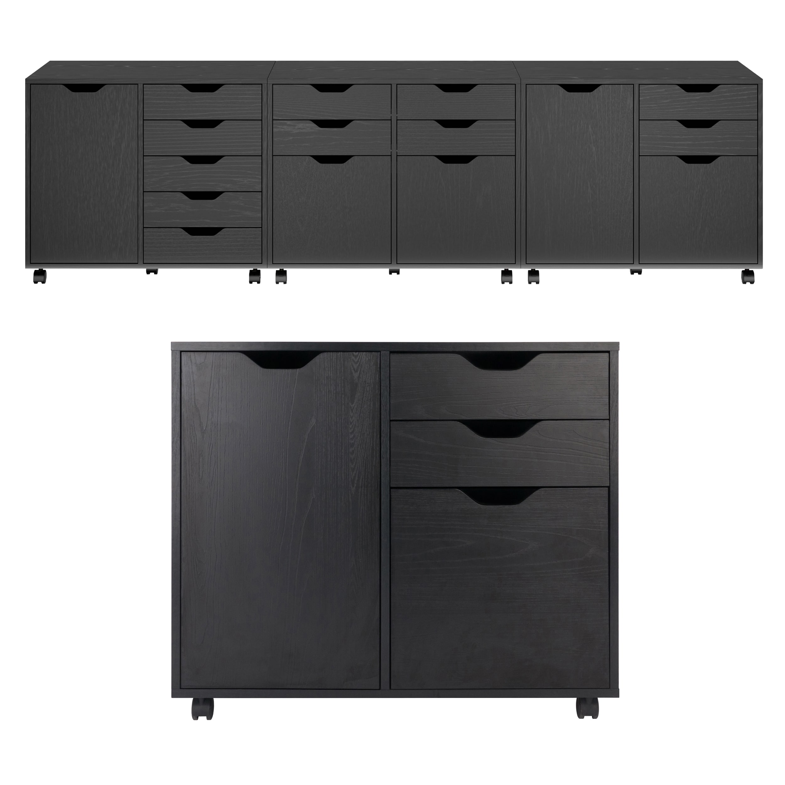 Halifax Black Mobile Filing Cabinet with 2 Drawers and Lock
