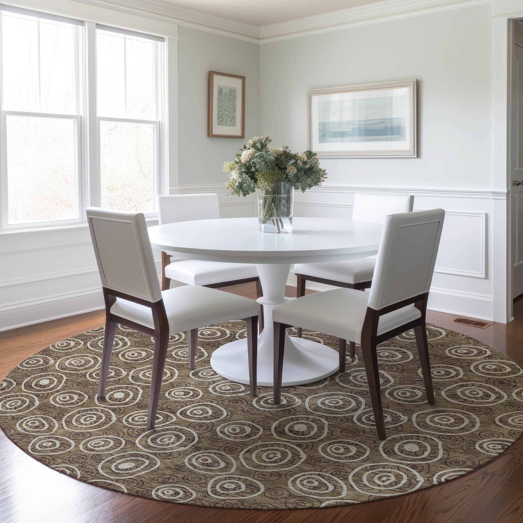 Addison Rugs ACN728BR8RO Chantille ACN728BR 8 x 8 (ft) Polyester Brown Round Indoor/Outdoor Geometric Machine washable Area rug