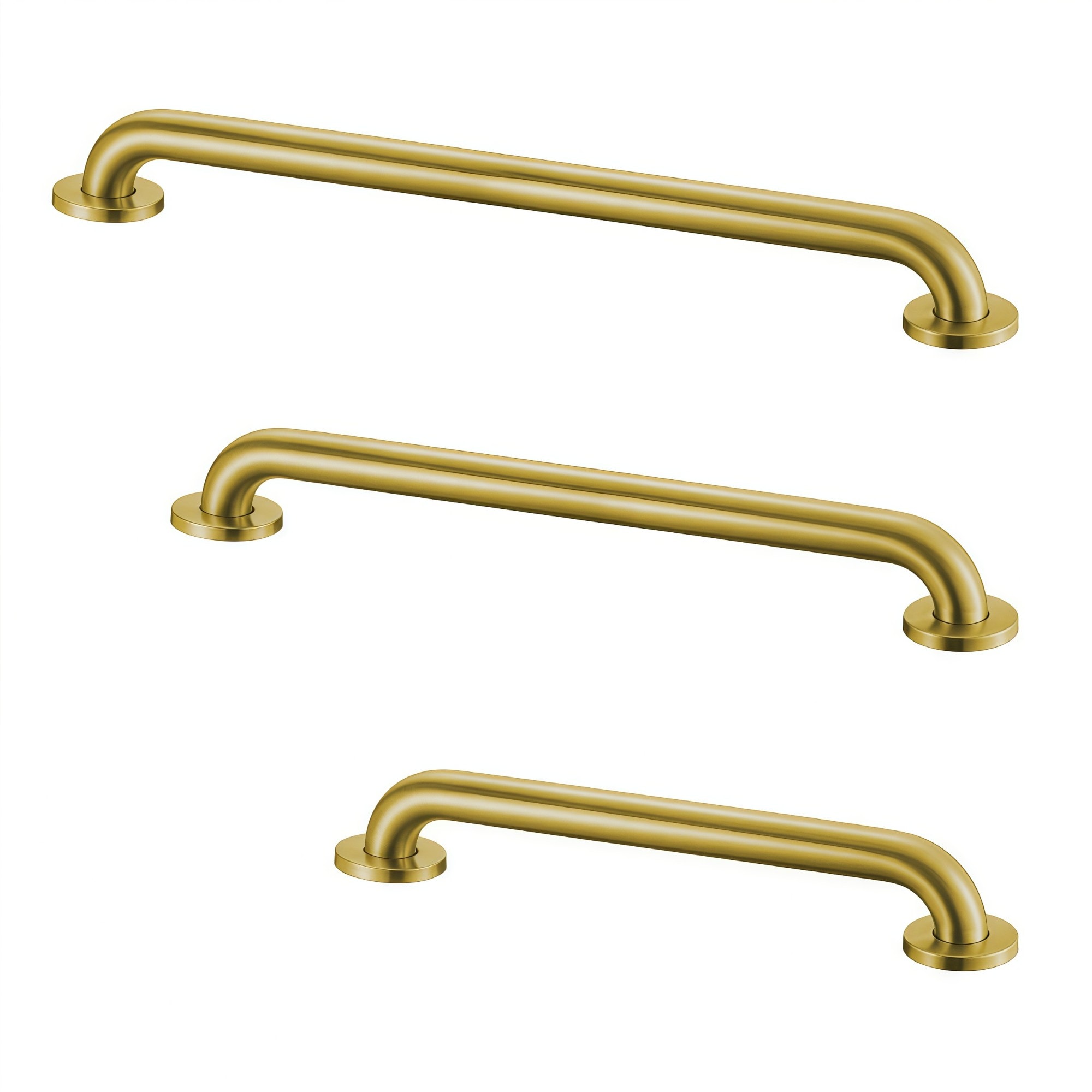 Numhew Grab Bar Set 3-Piece Brushed Gold Stainless Steel in 18-in 36-in and 42-in Lengths