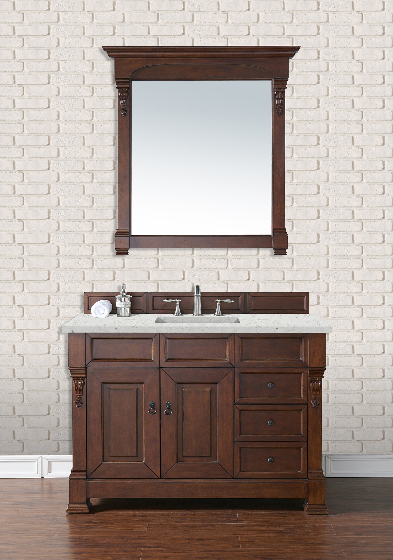 Silvered Oak Rectangular Traditional Bathroom Vanity Mirror