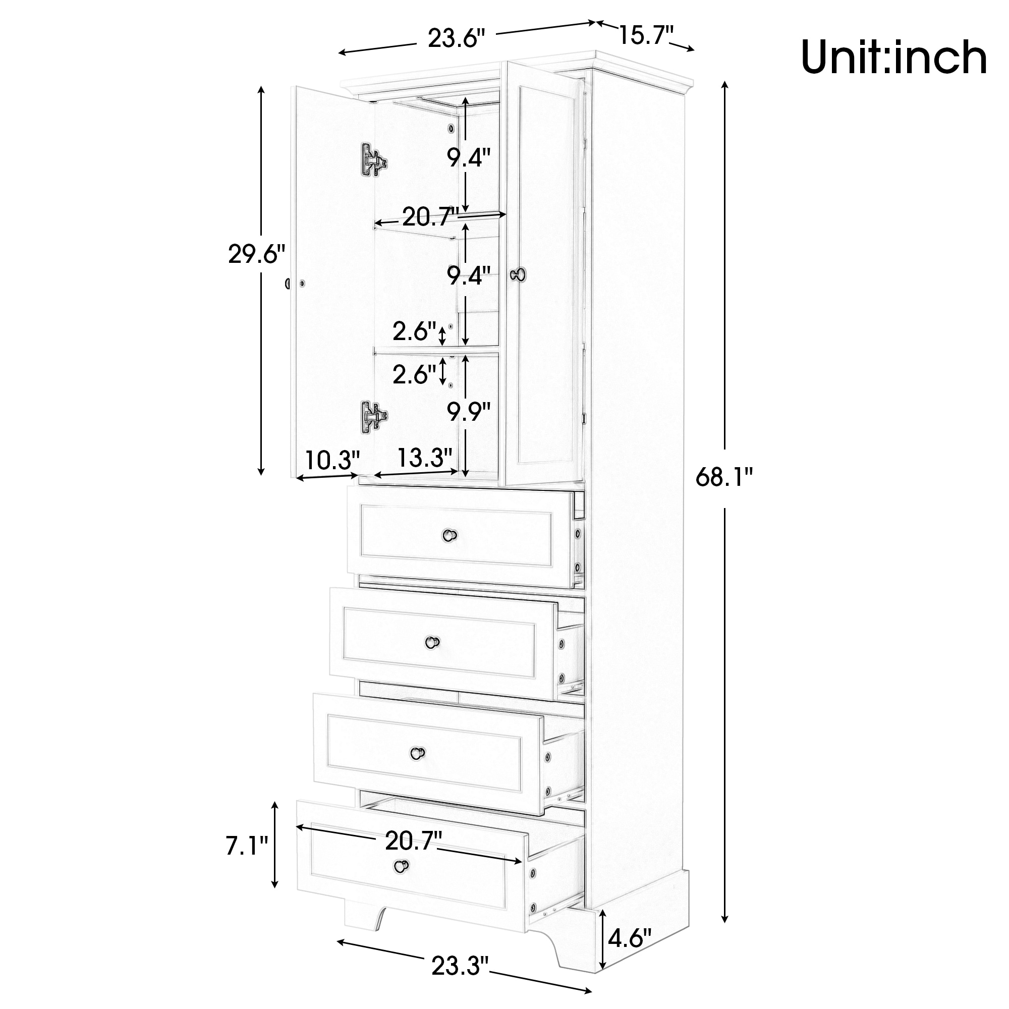 ModernLuxe L3P-WF302825AAE Bathroom-Wall-Cabinets - View #6