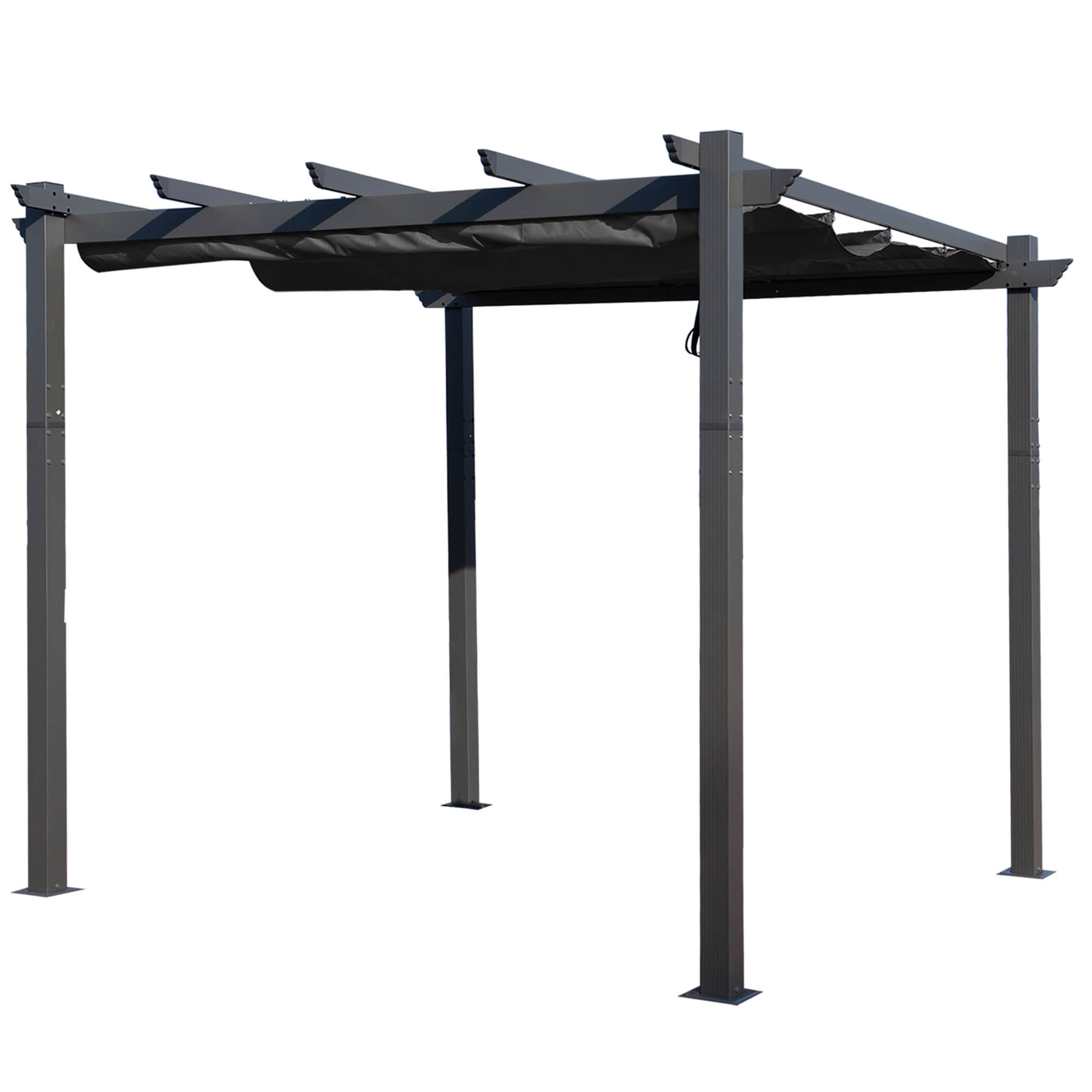 Kozyard KZMPG1010GRA Pergolas 10-ft W x 10-ft L x 8-ft H Gray Metal Freestanding Pergola with Canopy