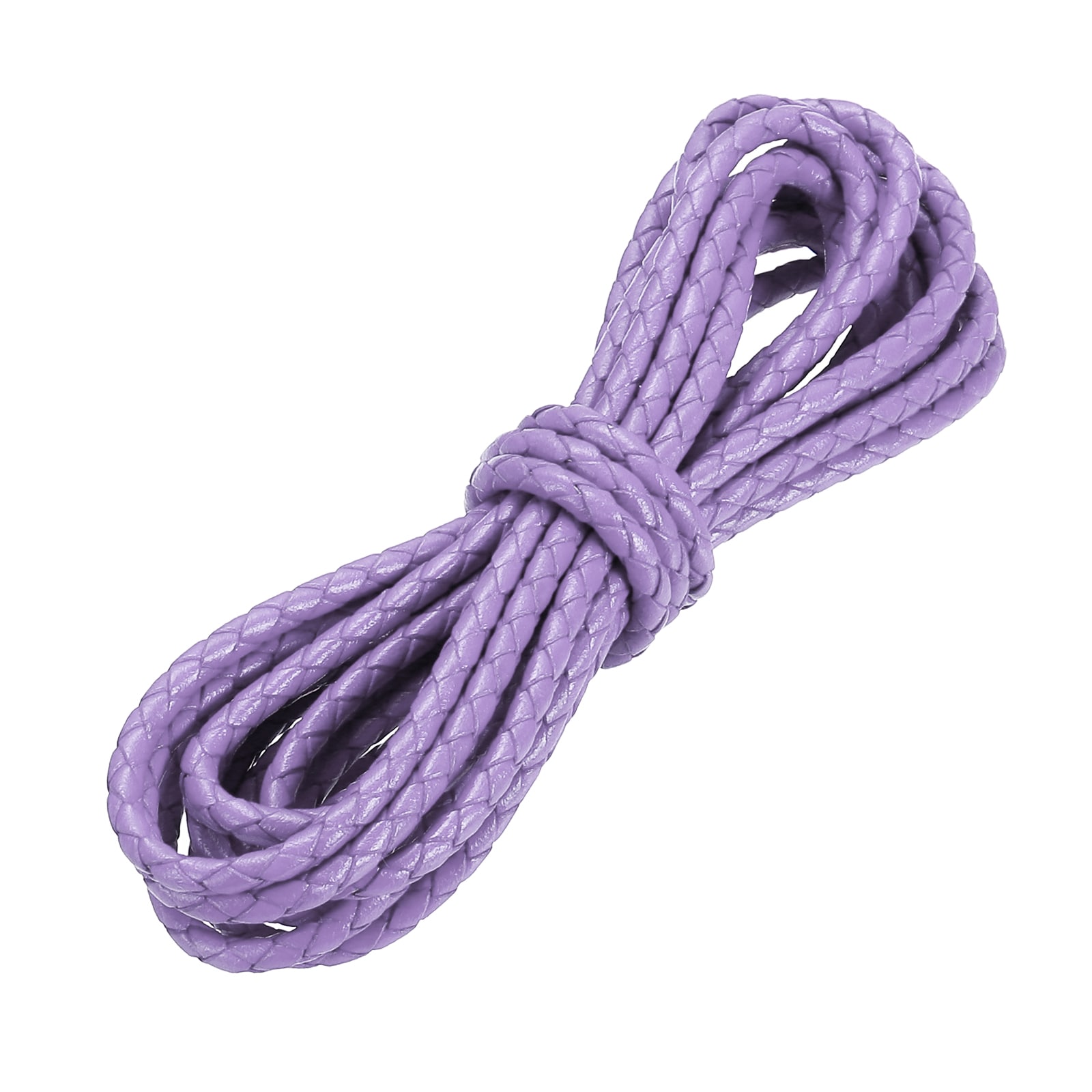 PATIKIL 3.3 Yards Braided Leather Cord 4mm Round Braided Faux Necklace Cord Bolo Tie String for Necklace Crafts Beading Braiding Light Purple #S26050601UX3856