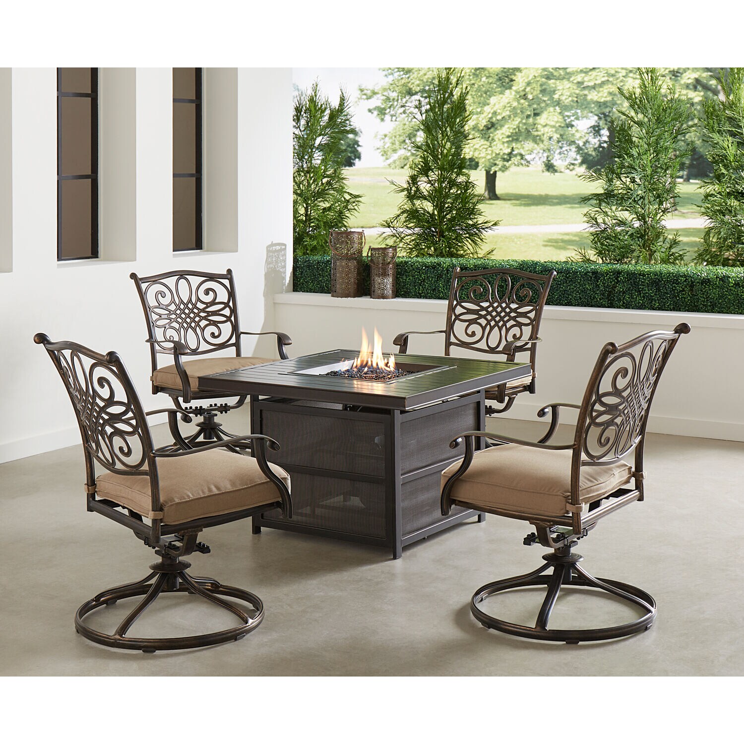 Hanover TRAD5PCSLSW4FP-TAN Patio-Dining-Sets - View #6