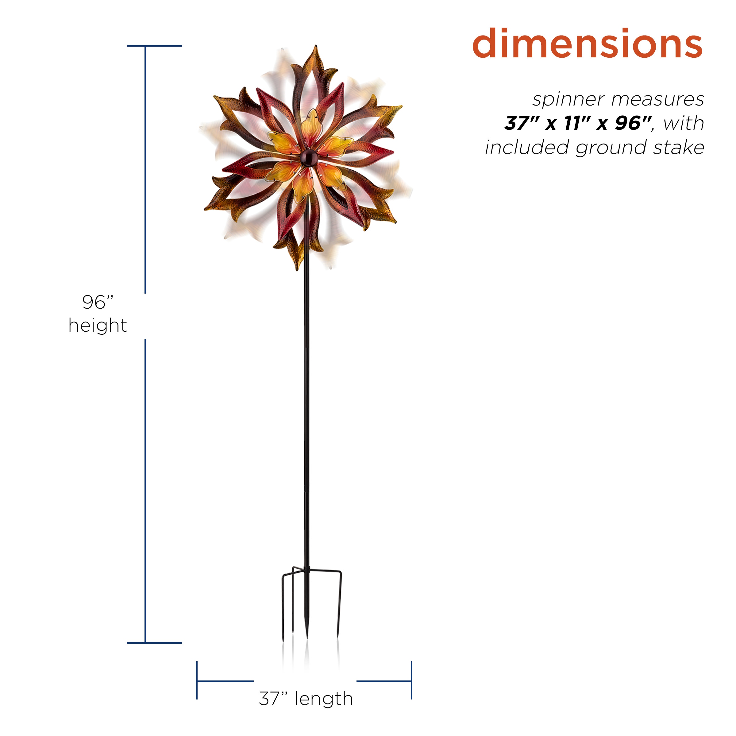 Alpine Corporation Red Iron Floral Wind Spinner KPP426 at Lowes.com