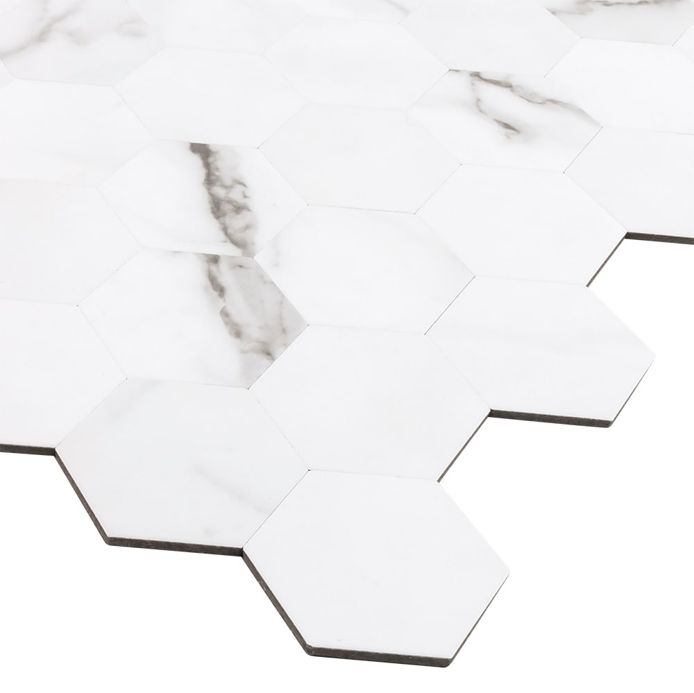 5 Carrara Hexagon Marble Peel and Stick Tile