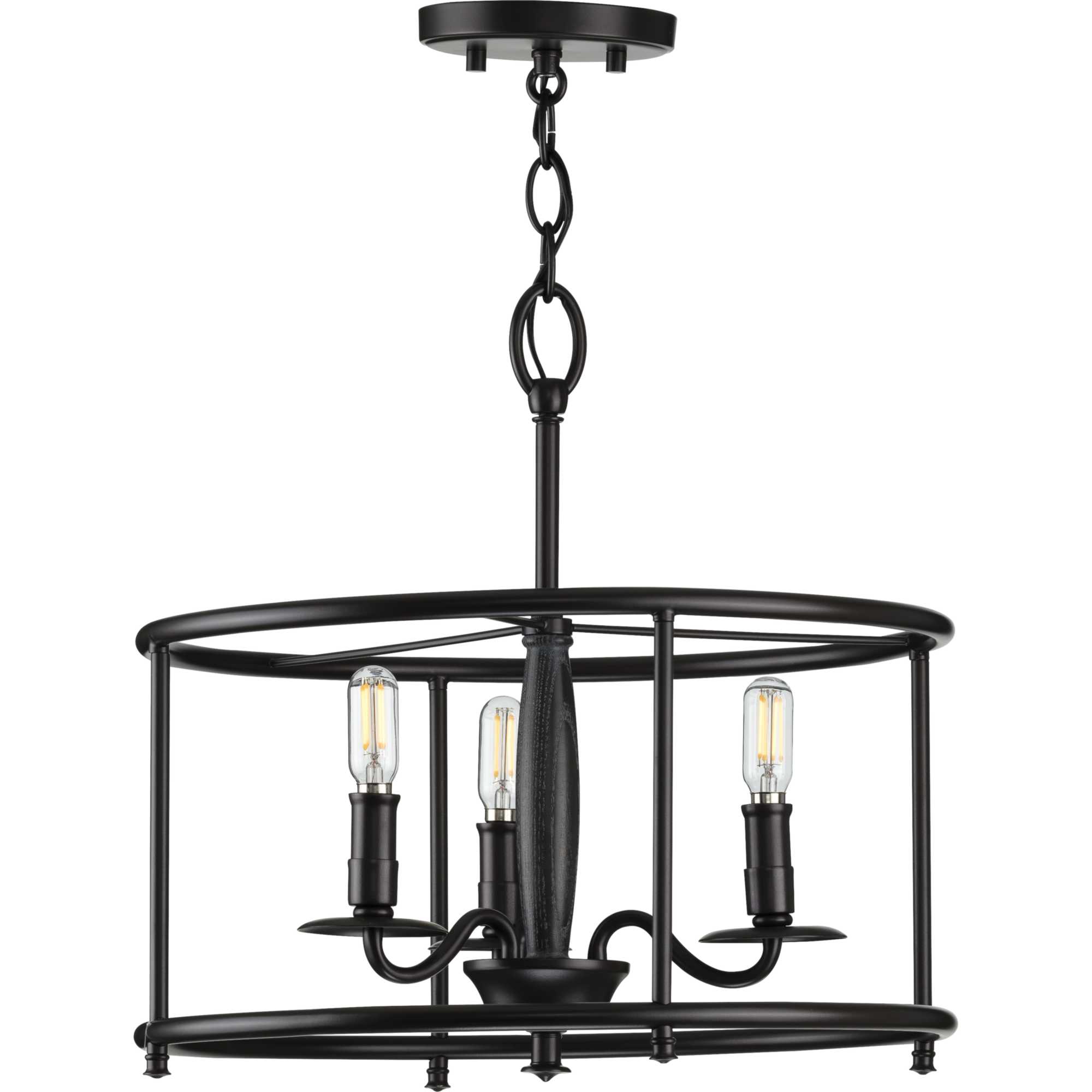 Matte Black and White Drum LED Semi-Flush Ceiling Light