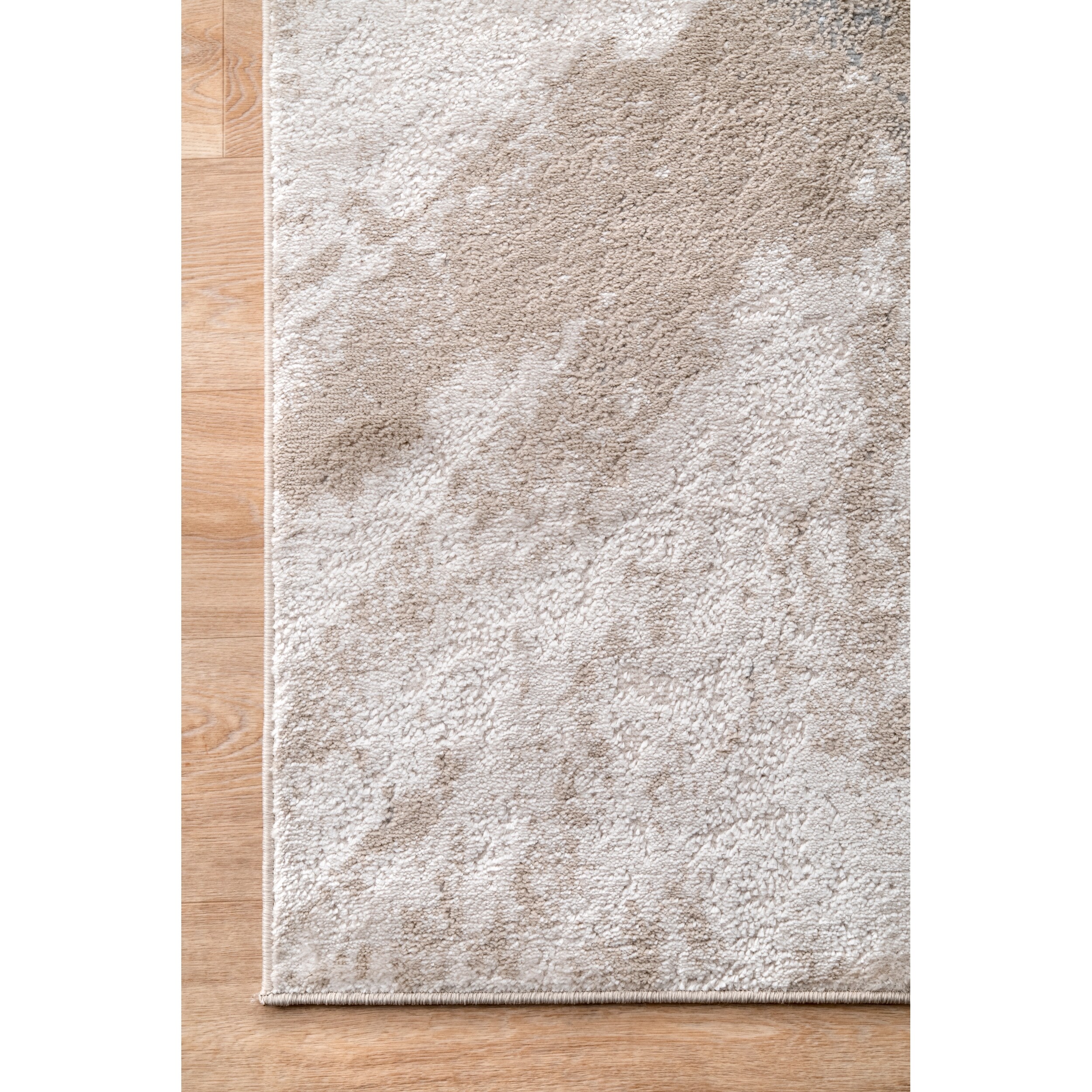 Cyn Beige and Gray Abstract Square Synthetic Area Rug