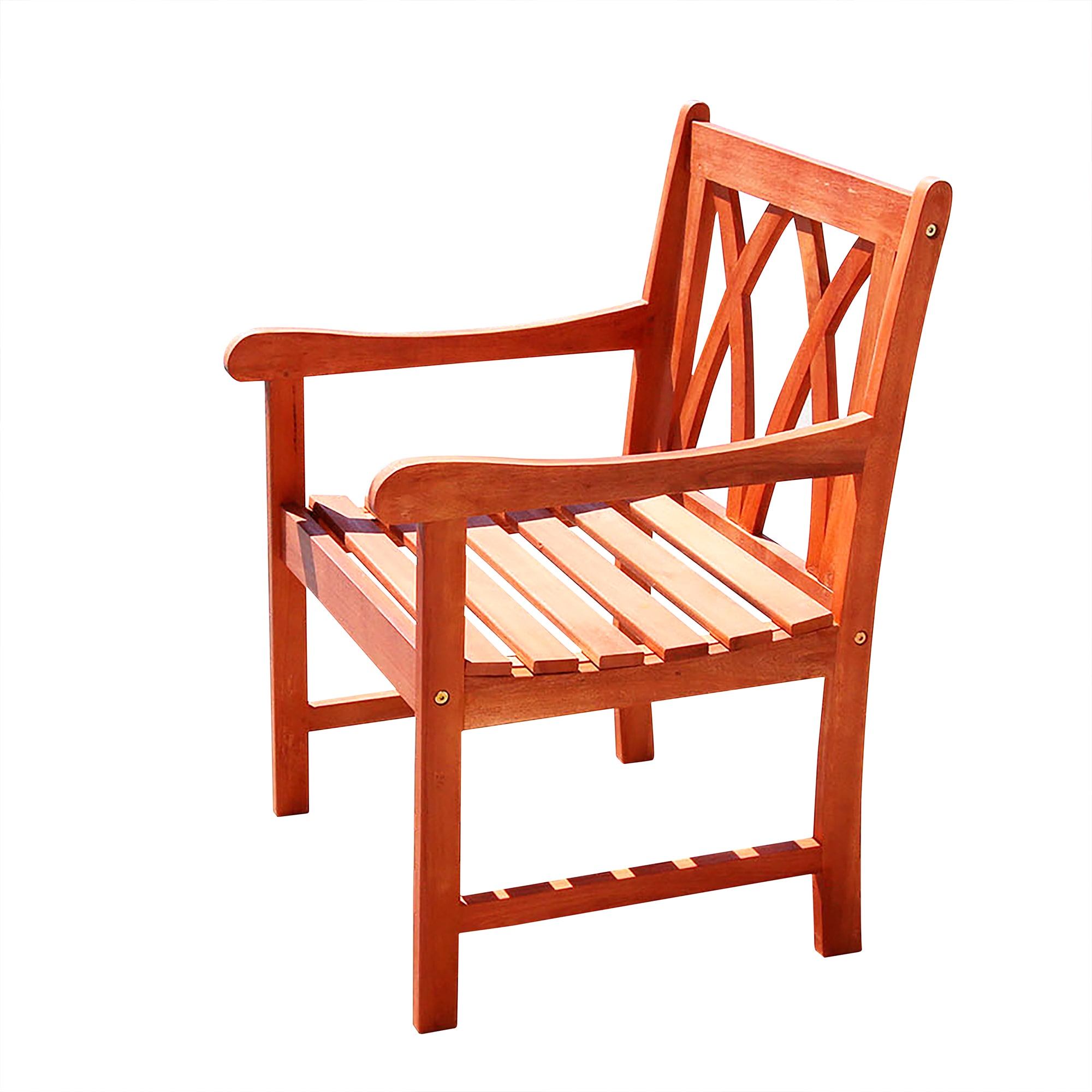 AZEN M1633 Malibu Reddish Brown Wood Frame Stationary Dining Chair with Slat Seat
